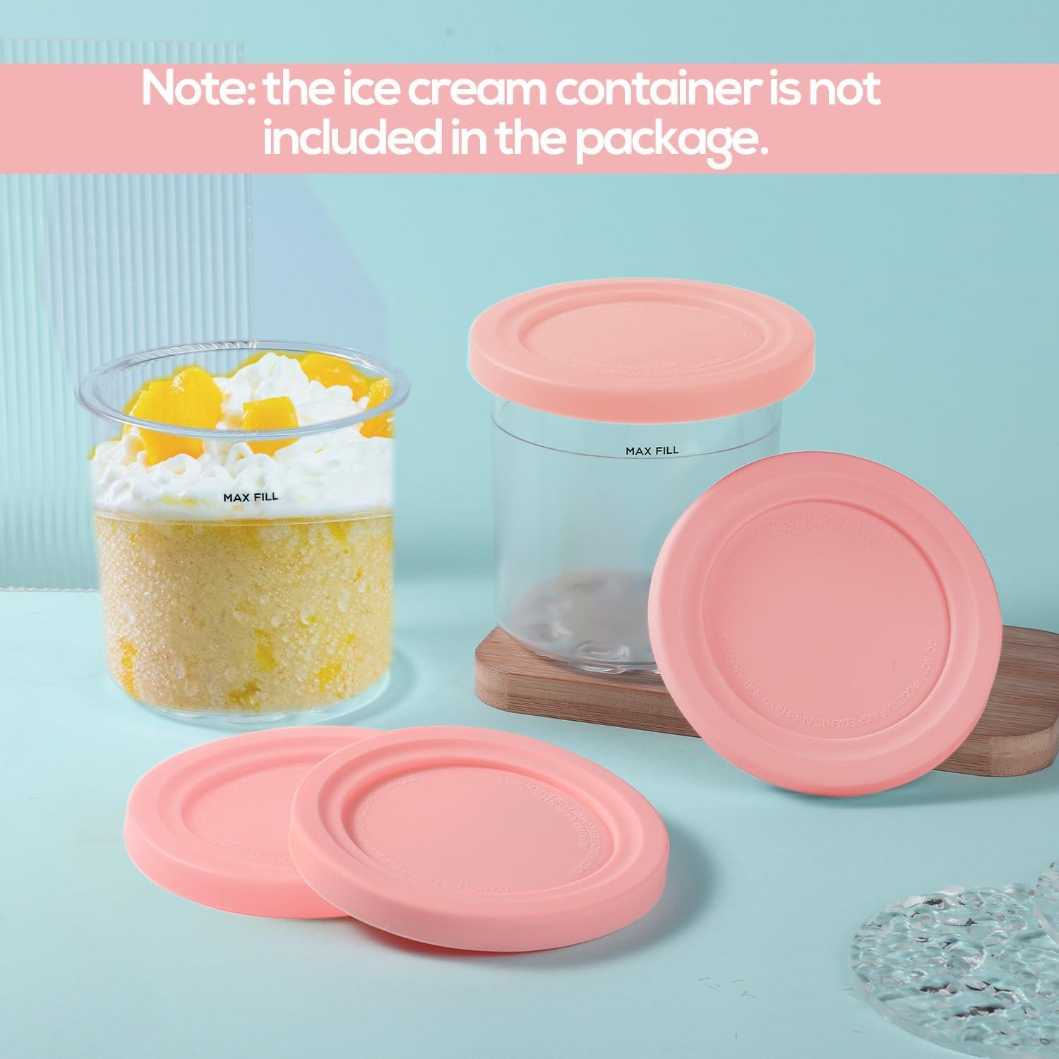 4 Tapas de Silicona para Tazas de Helado Lasuroa 11.5 cm