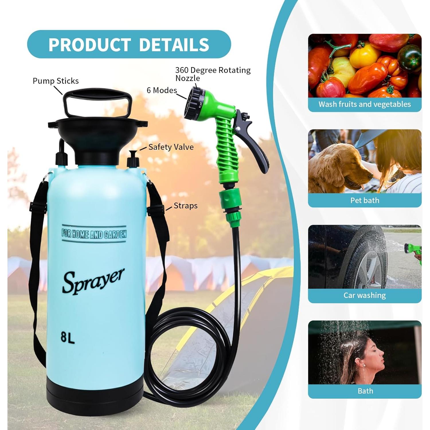 Ducha Portátil JIESIHAO 3.03L 7 Modos para Camping