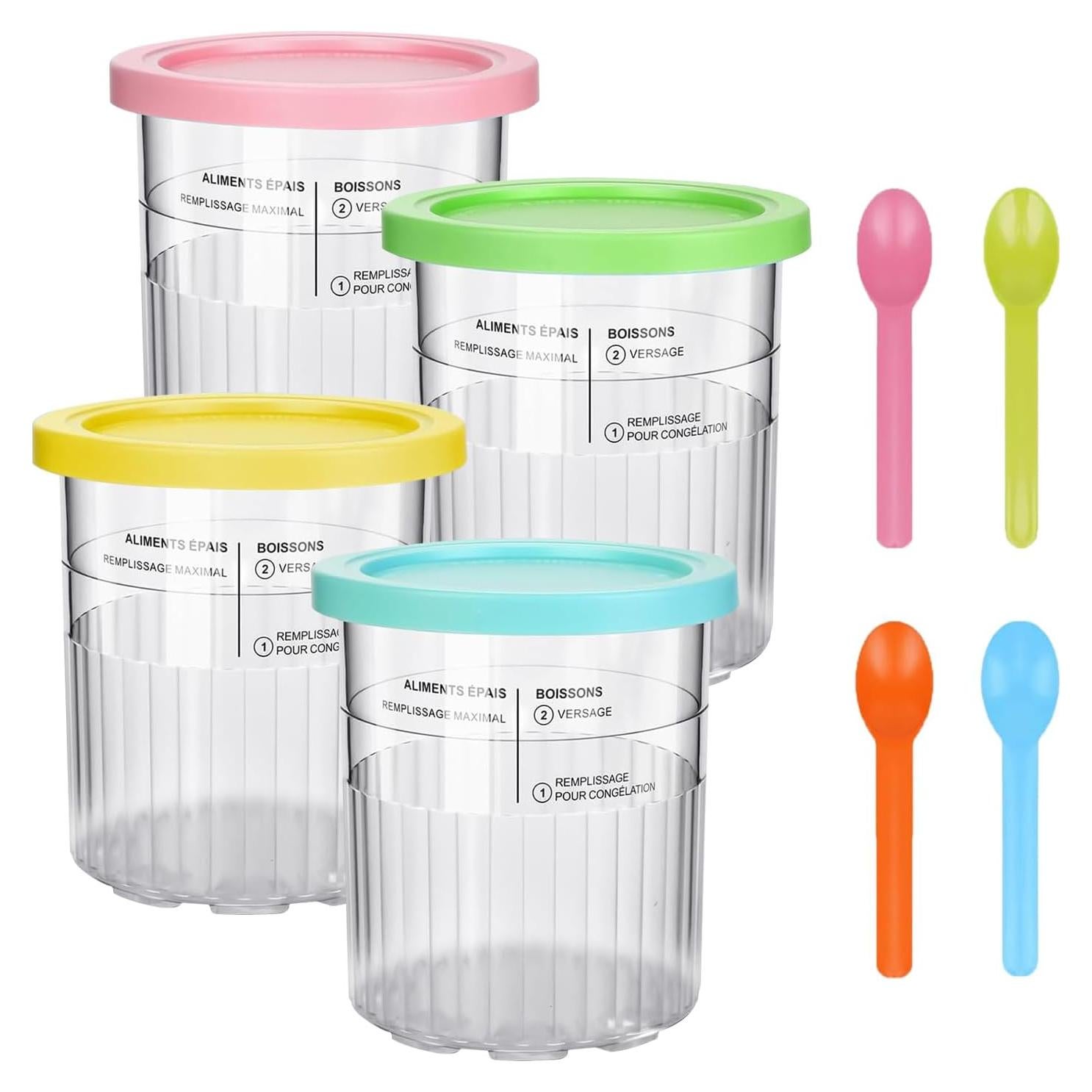 Diteje 4 Pints Recambio Helado 710ml con Tapas y Cucharas