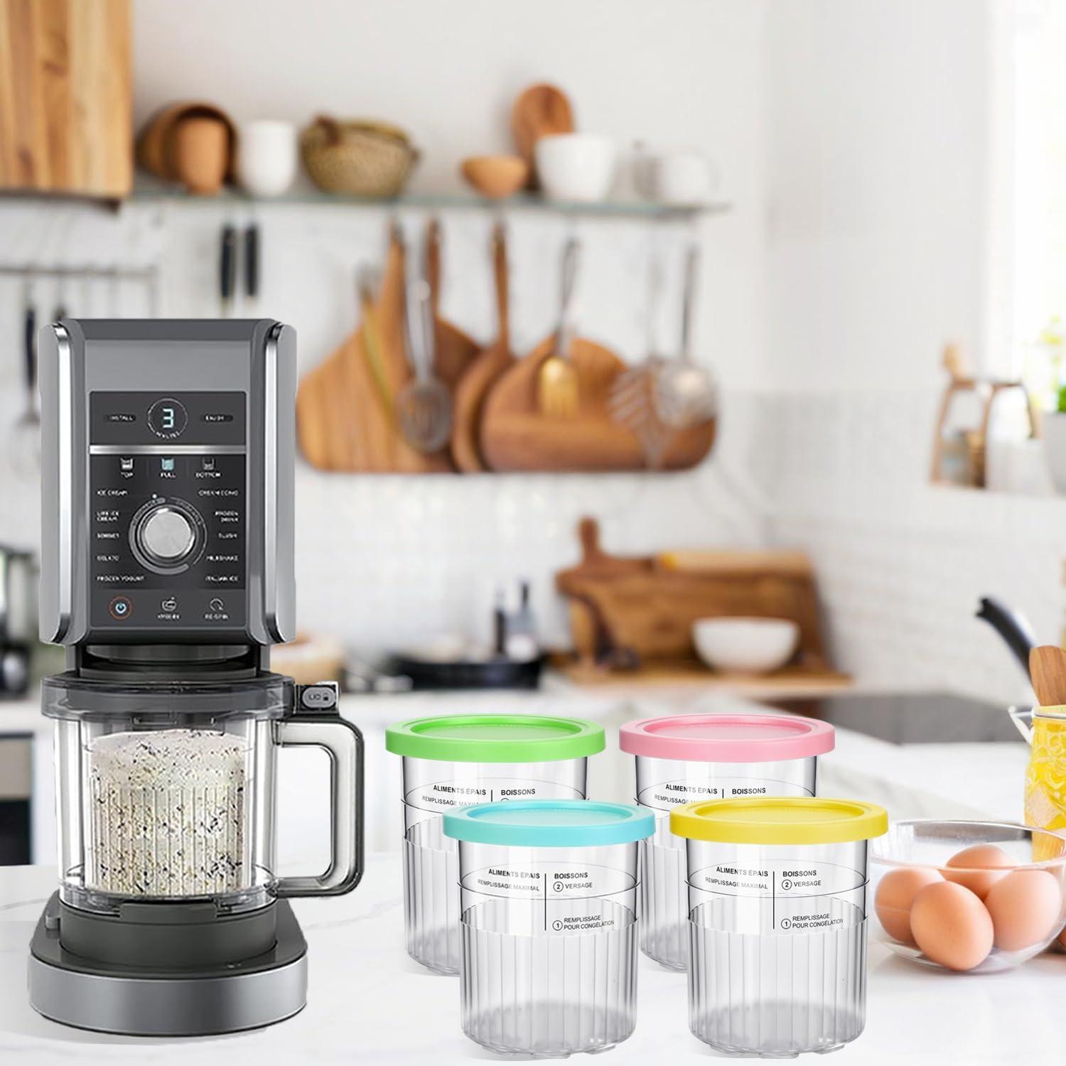 Diteje 4 Pints Recambio Helado 710ml con Tapas y Cucharas