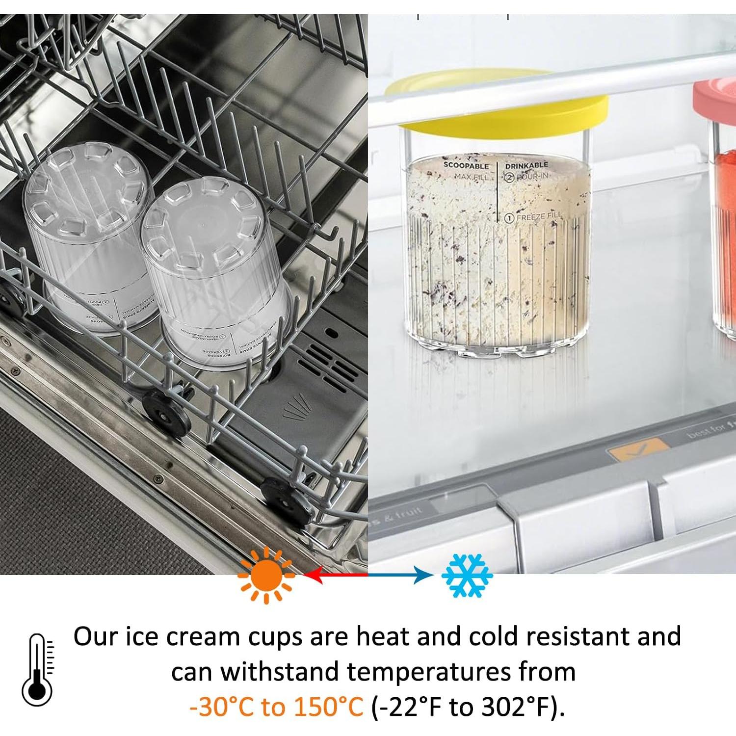 Diteje 4 Pints Recambio Helado 710ml con Tapas y Cucharas