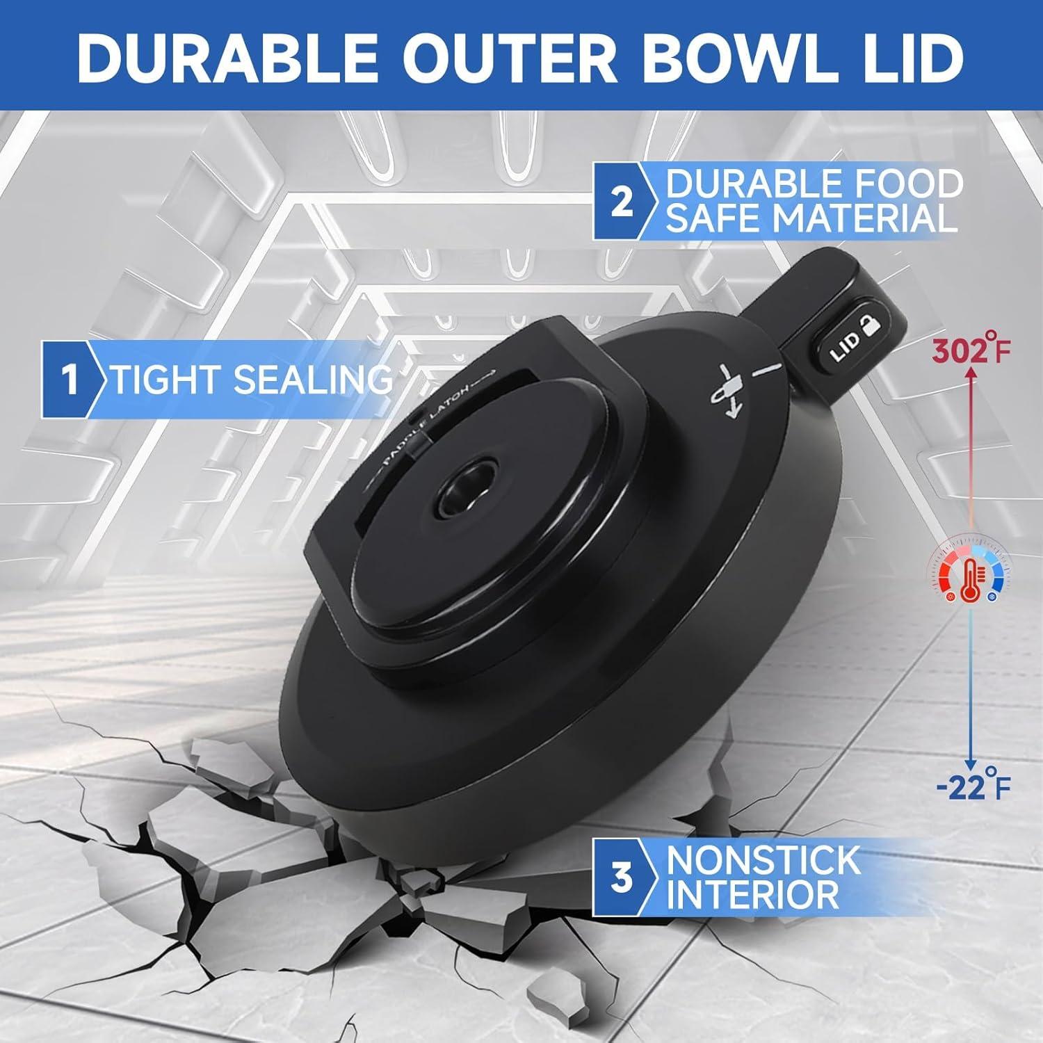 Outer Bowl Lid and 301 Paddle for Ninja NC301 Ice Cream Maker,Reusable Ninja Creami Replacement Accessories Compatible with Ninja NC299AMZ/NC301/NC300/NC201/NC101 Series