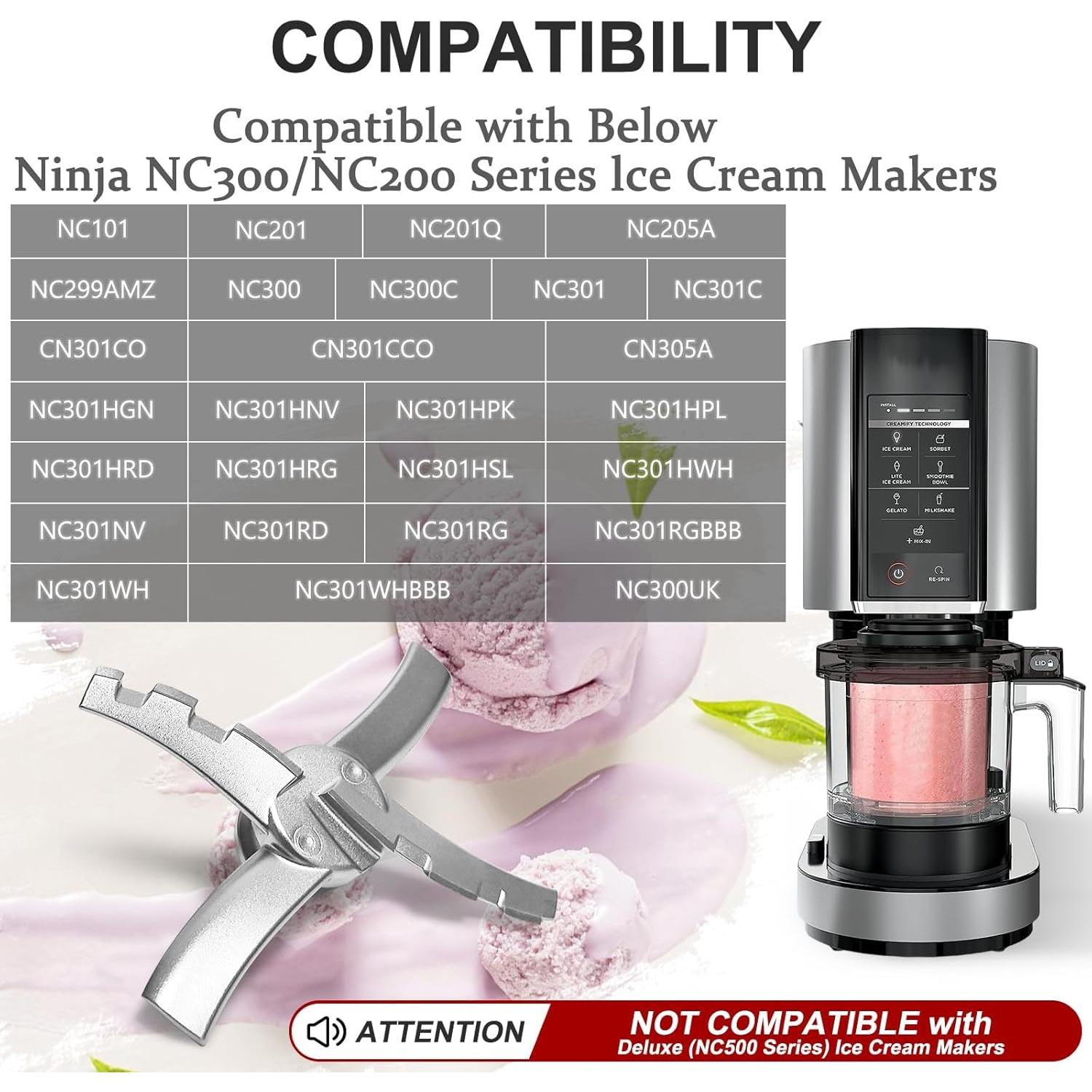 Outer Bowl Lid and 301 Paddle for Ninja NC301 Ice Cream Maker,Reusable Ninja Creami Replacement Accessories Compatible with Ninja NC299AMZ/NC301/NC300/NC201/NC101 Series