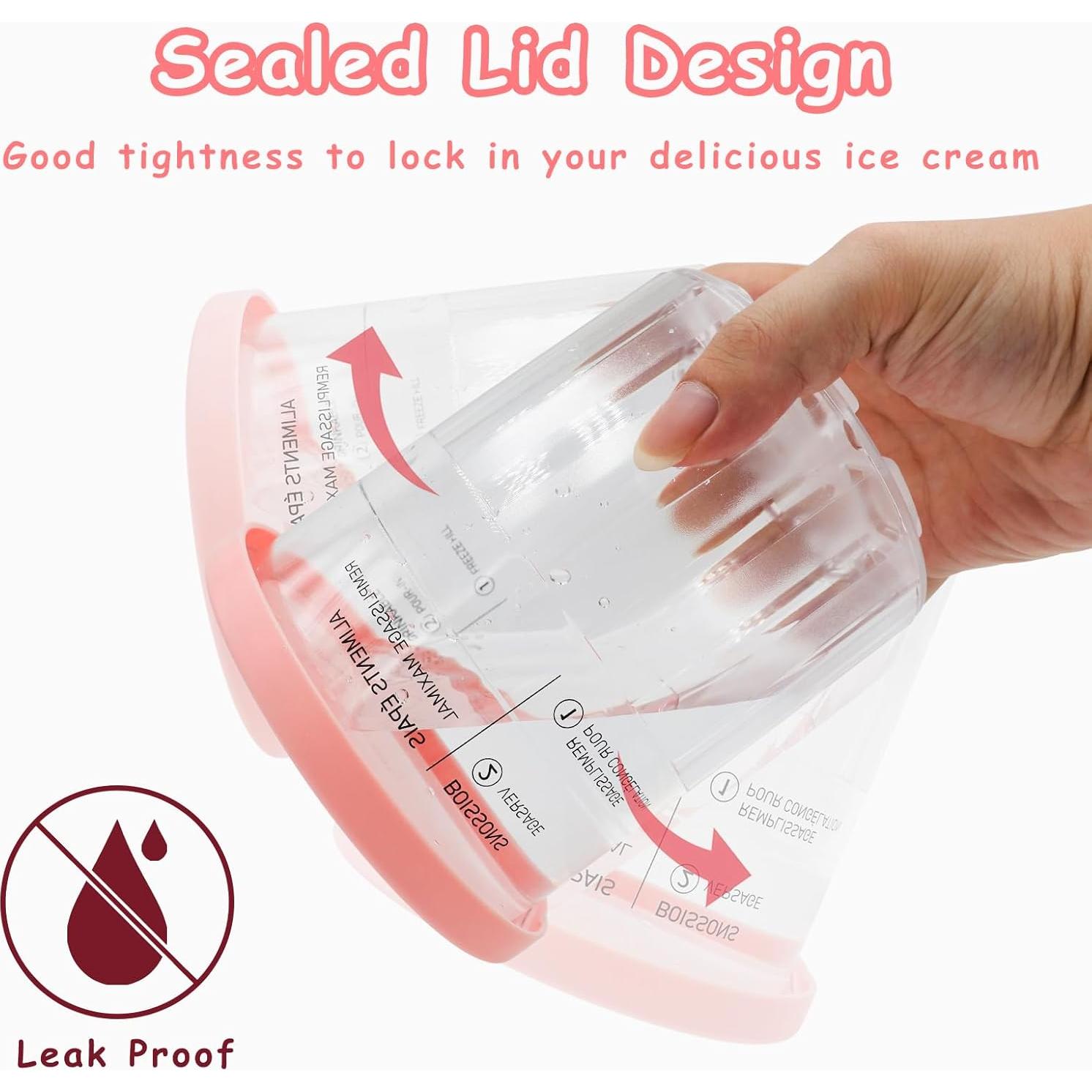 Tarros Ninja Creami Deluxe 24OZ GAOZAILI - 2 Piezas Rosa/Amarillo