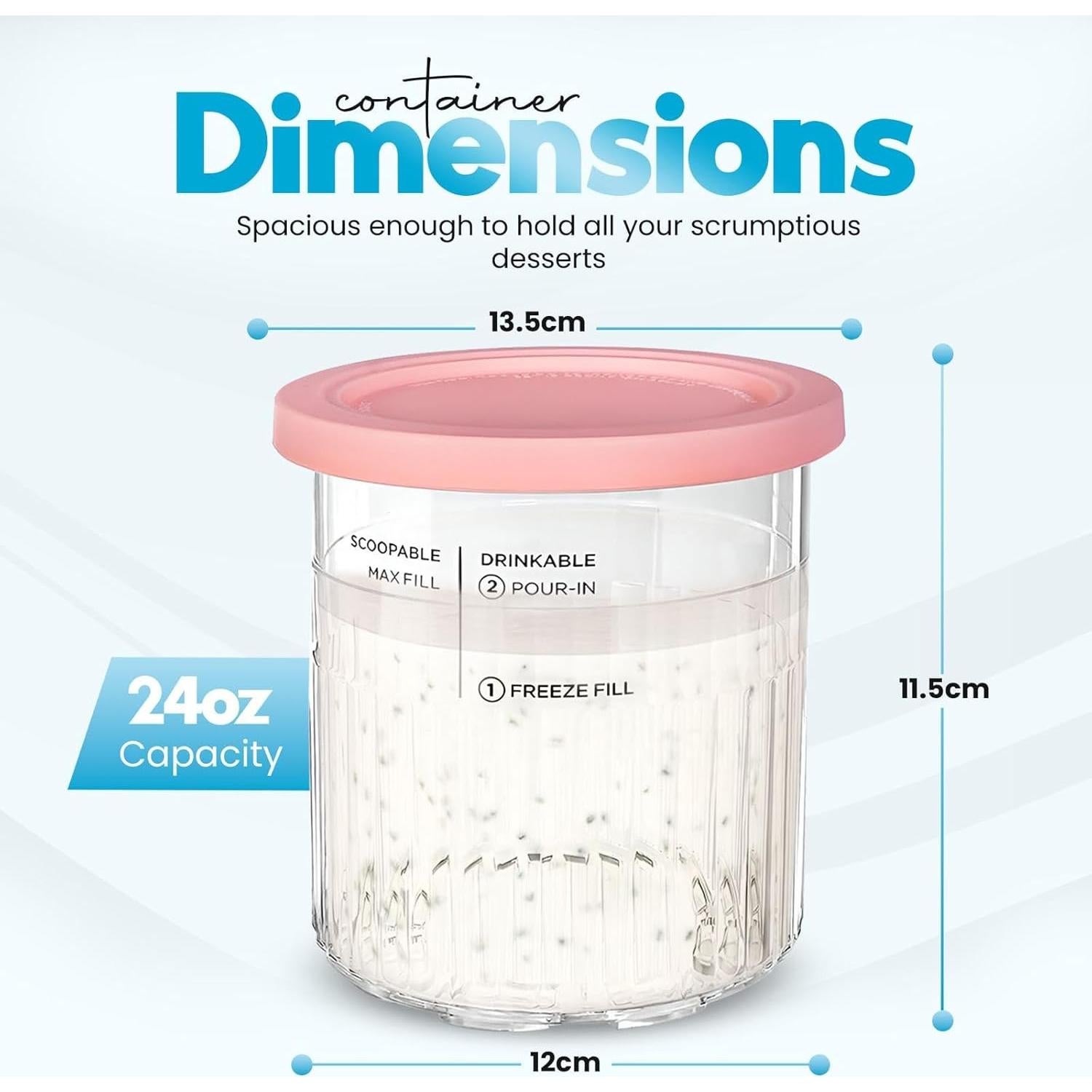 Contenedores Ninja Creami Deluxe 4 Pack 710 ml Libre BPA