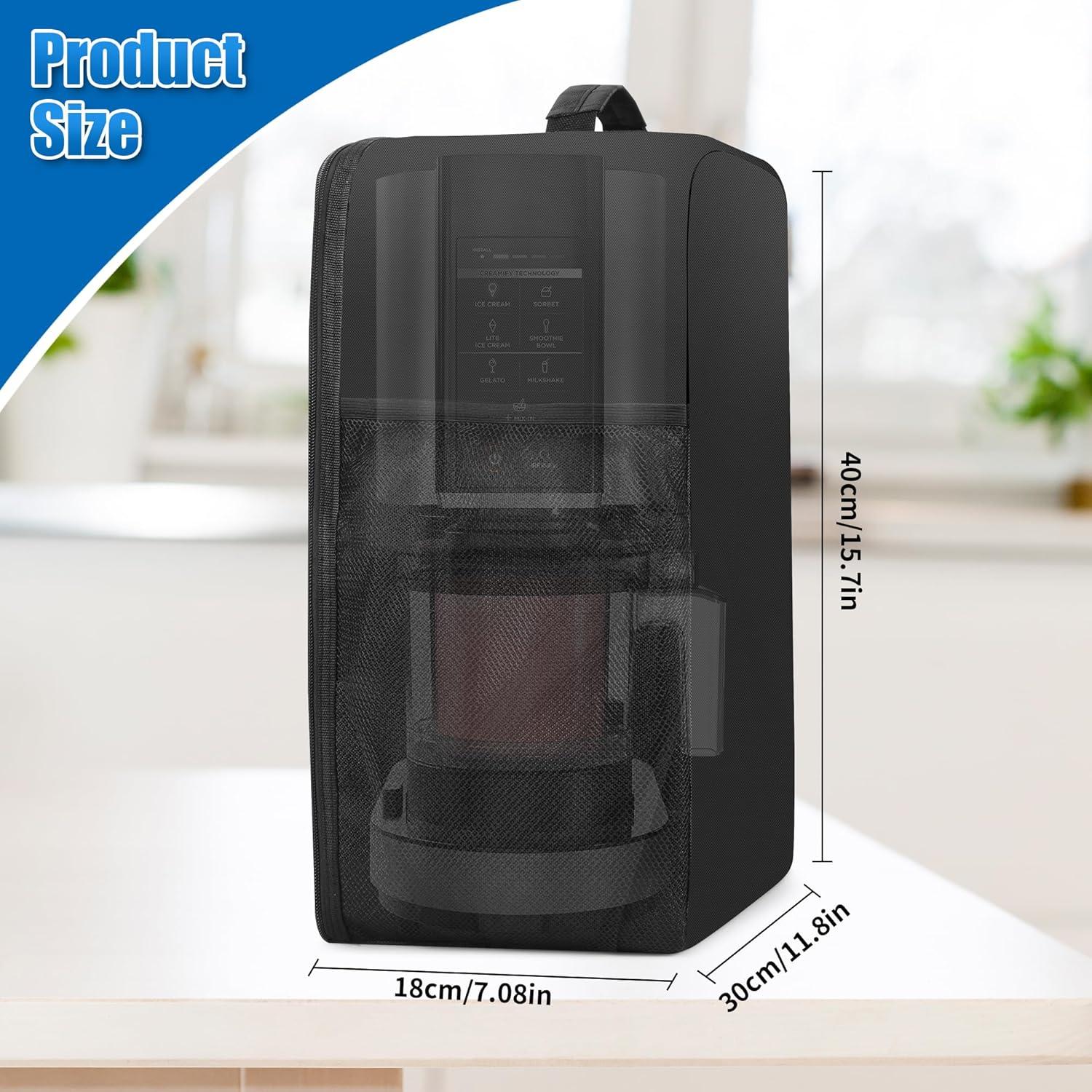 Dust Cover for Compatible with ninja Ice Cream Maker Machine NC501, NC301, NC299AMZ, CREAMi Ice Cream Maker Dust Cover with Handles Front Pocket Side Mesh Pocket