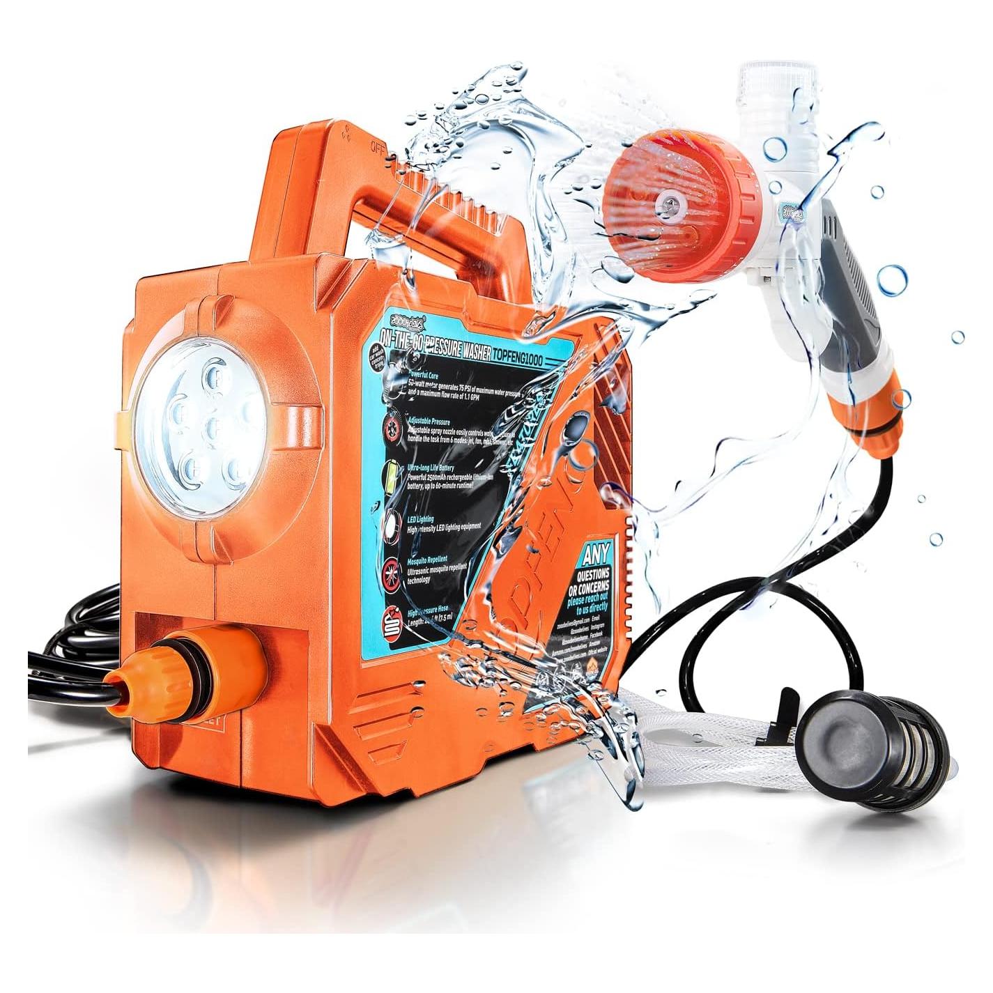 Ducha de Camping ZOOOBELIVES 50W Portátil con Luz LED