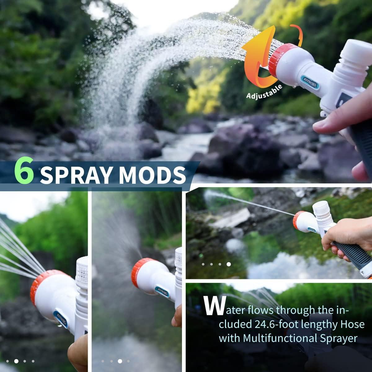 Ducha de Camping ZOOOBELIVES 50W Portátil con Luz LED