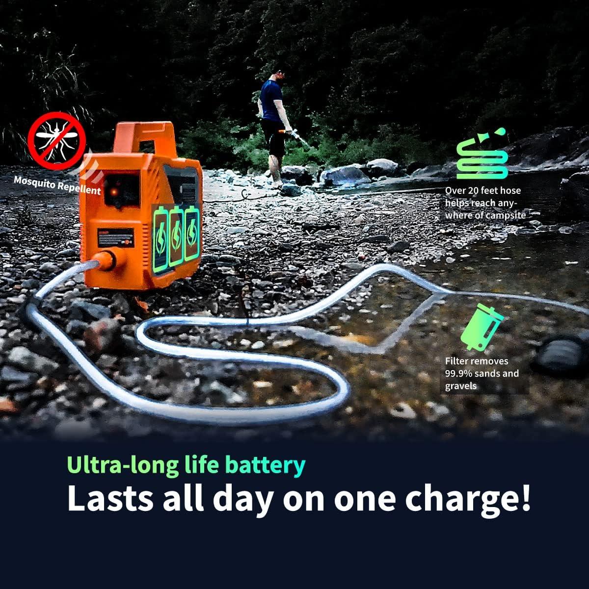 Ducha de Camping ZOOOBELIVES 50W Portátil con Luz LED