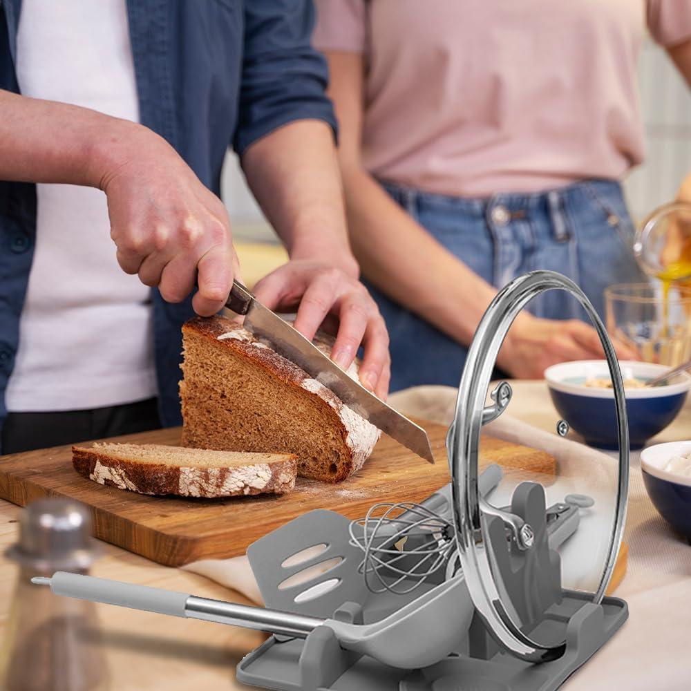 Soporte de Cuchara y Tapa de Olla Cozihom Gris Silicona