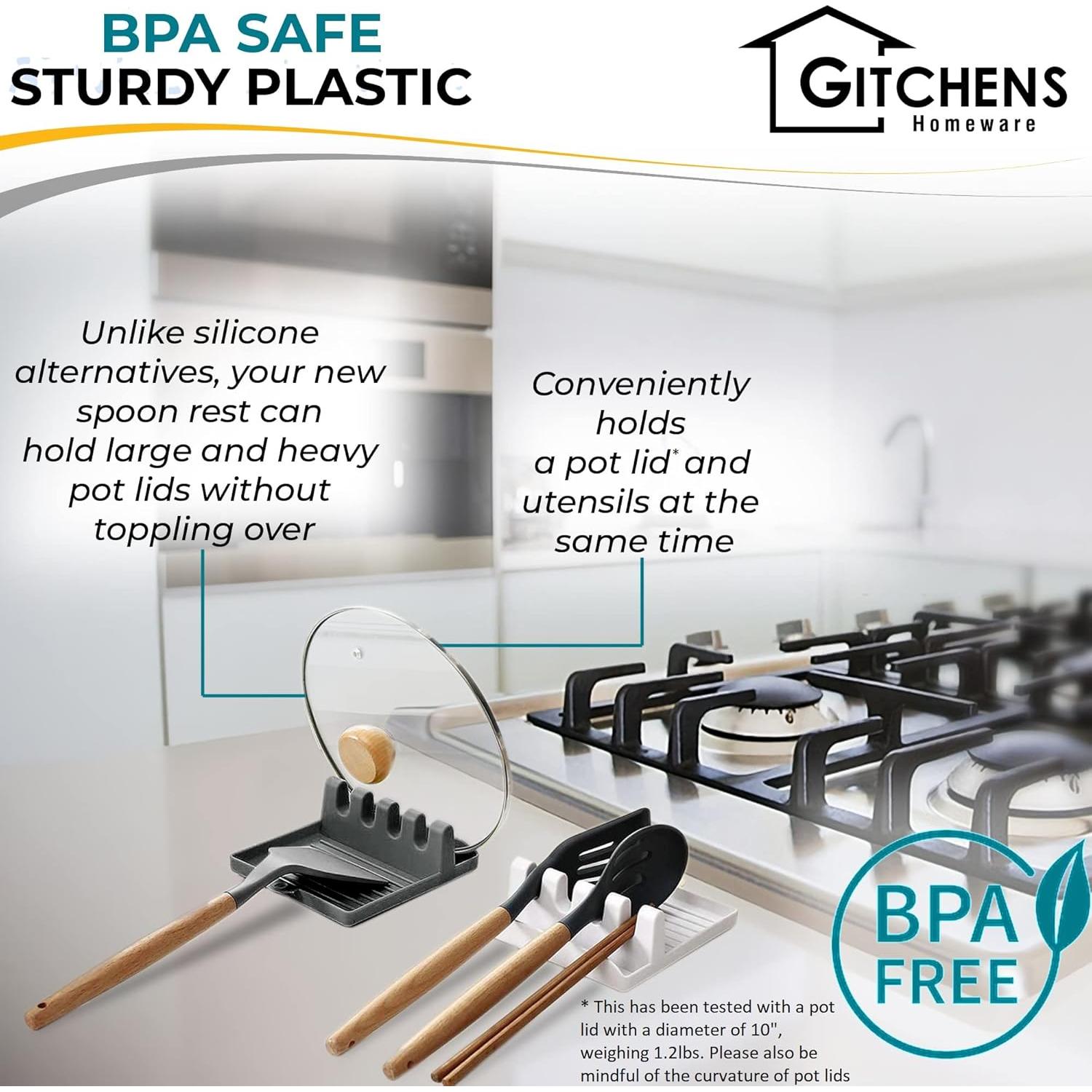 Soporte para Utensilios de Cocina Gitchens 2 Piezas Blanco y Gris