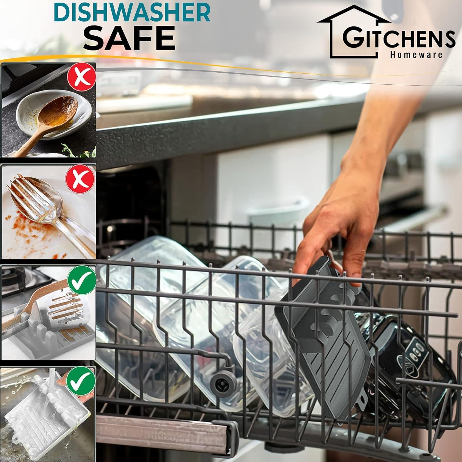 Soporte para Utensilios de Cocina Gitchens 2 Piezas Blanco y Gris