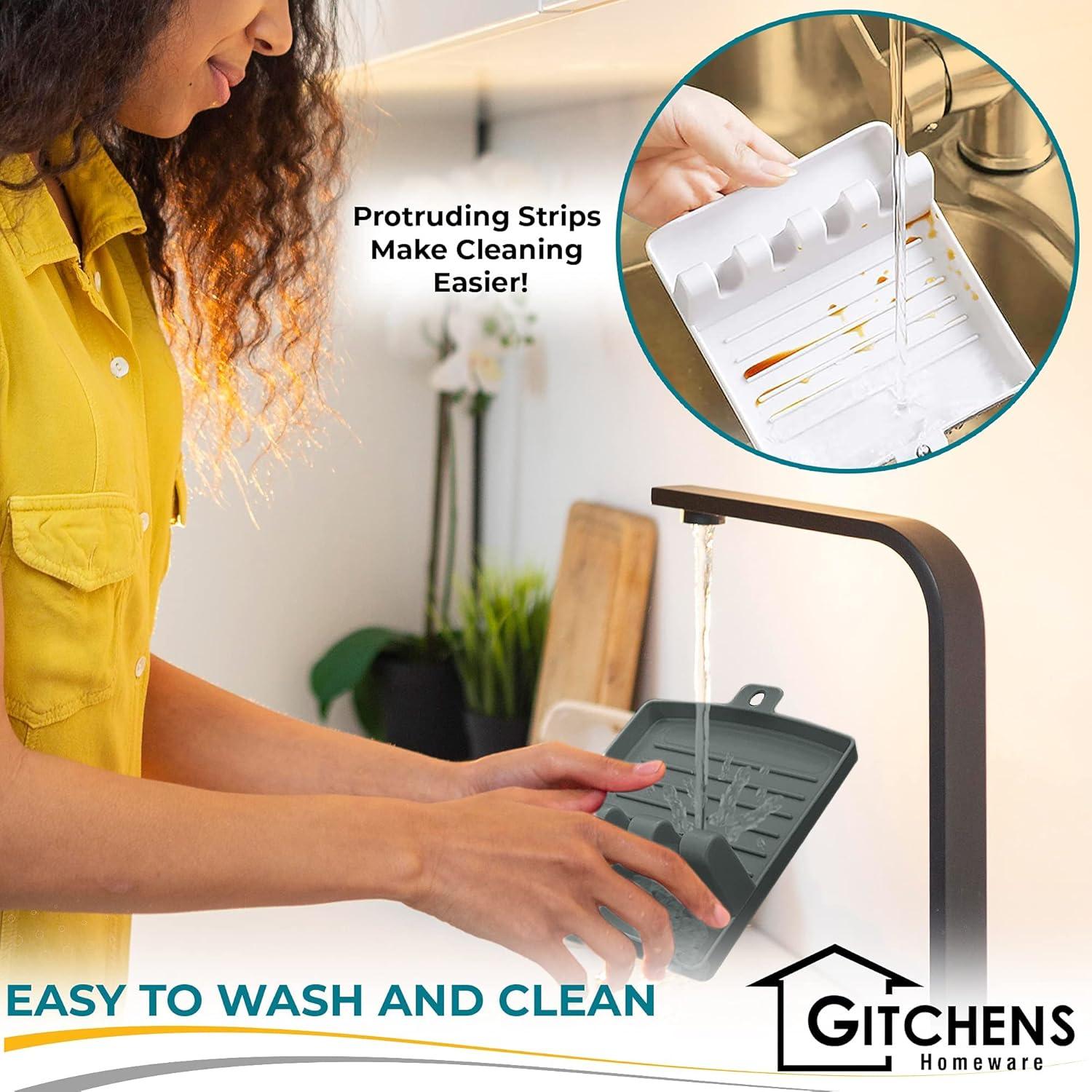 Soporte para Utensilios de Cocina Gitchens 2 Piezas Blanco y Gris