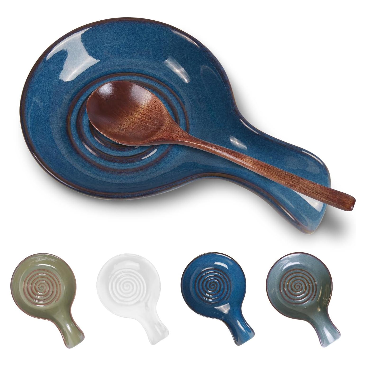 Soporte de Cuchara Cerámica JINIHFW Azul Apto Lavavajillas