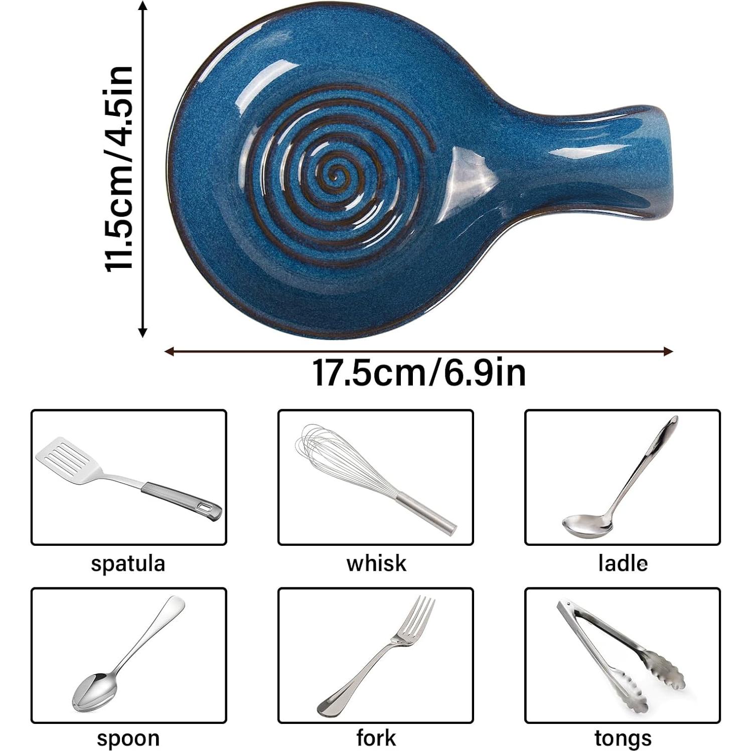Soporte de Cuchara Cerámica JINIHFW Azul Apto Lavavajillas