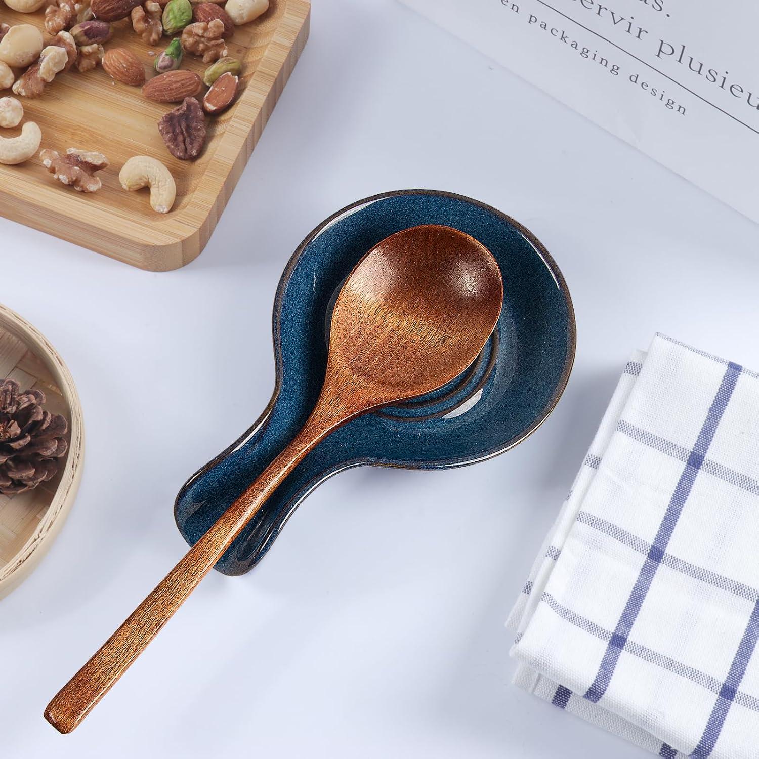 Soporte de Cuchara Cerámica JINIHFW Azul Apto Lavavajillas