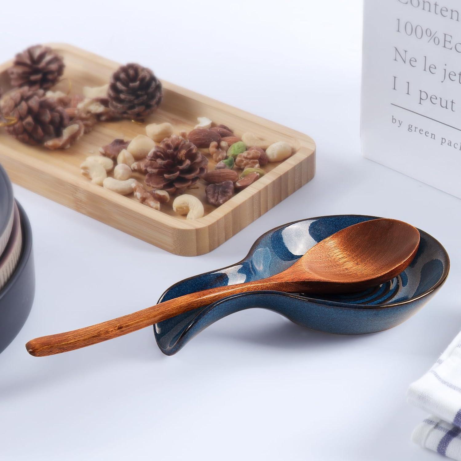 Soporte de Cuchara Cerámica JINIHFW Azul Apto Lavavajillas