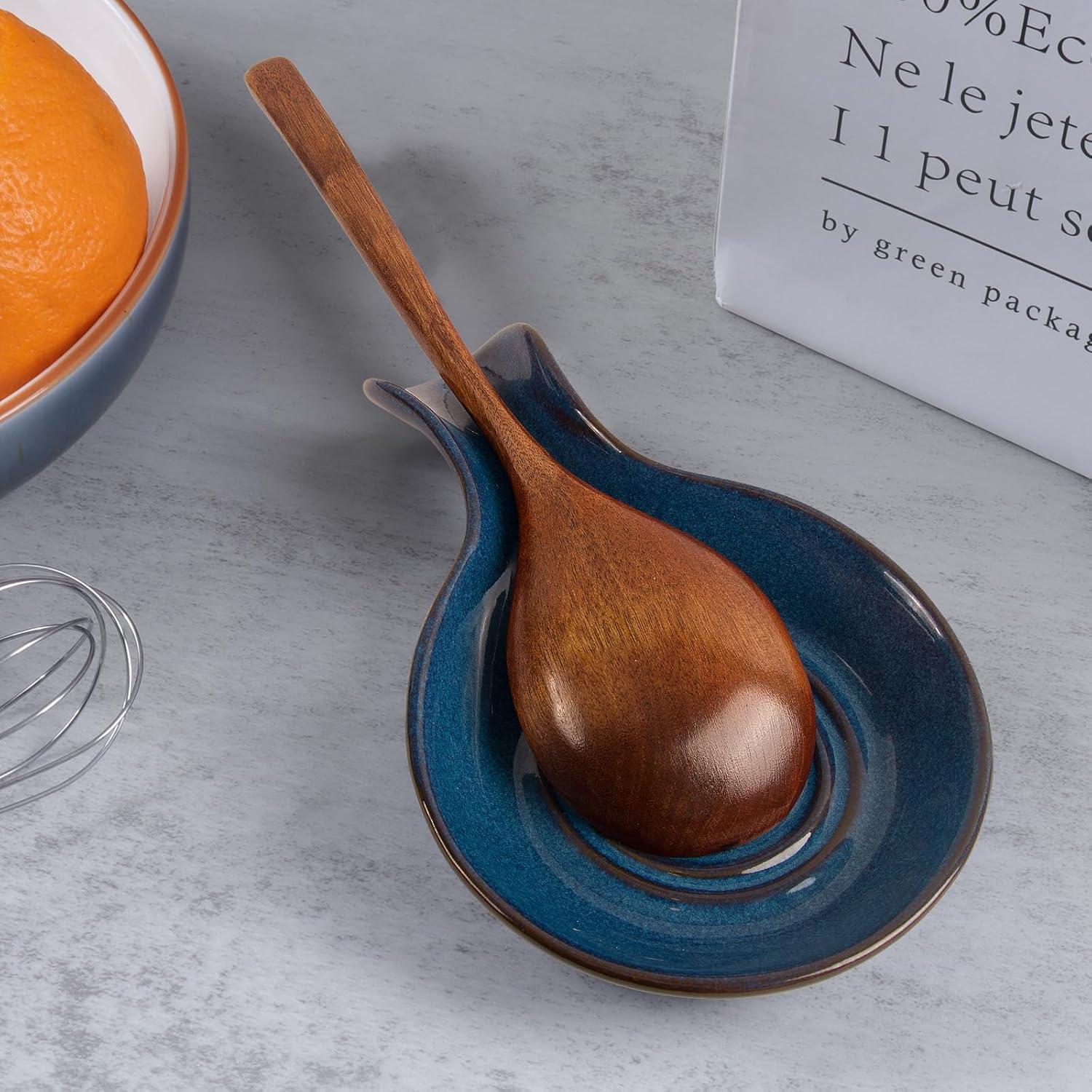 Soporte de Cuchara Cerámica JINIHFW Azul Apto Lavavajillas