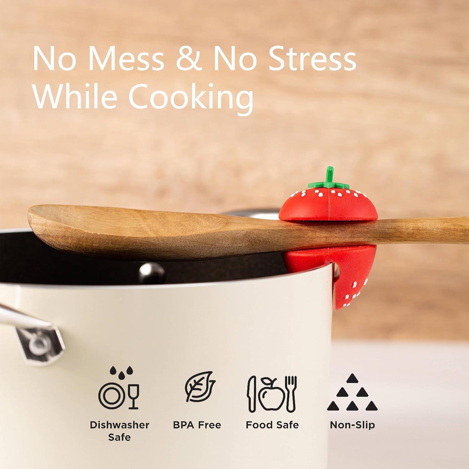 Soporte de Cuchara de Silicona MIYUKI Fresa - Regalo de Cocina