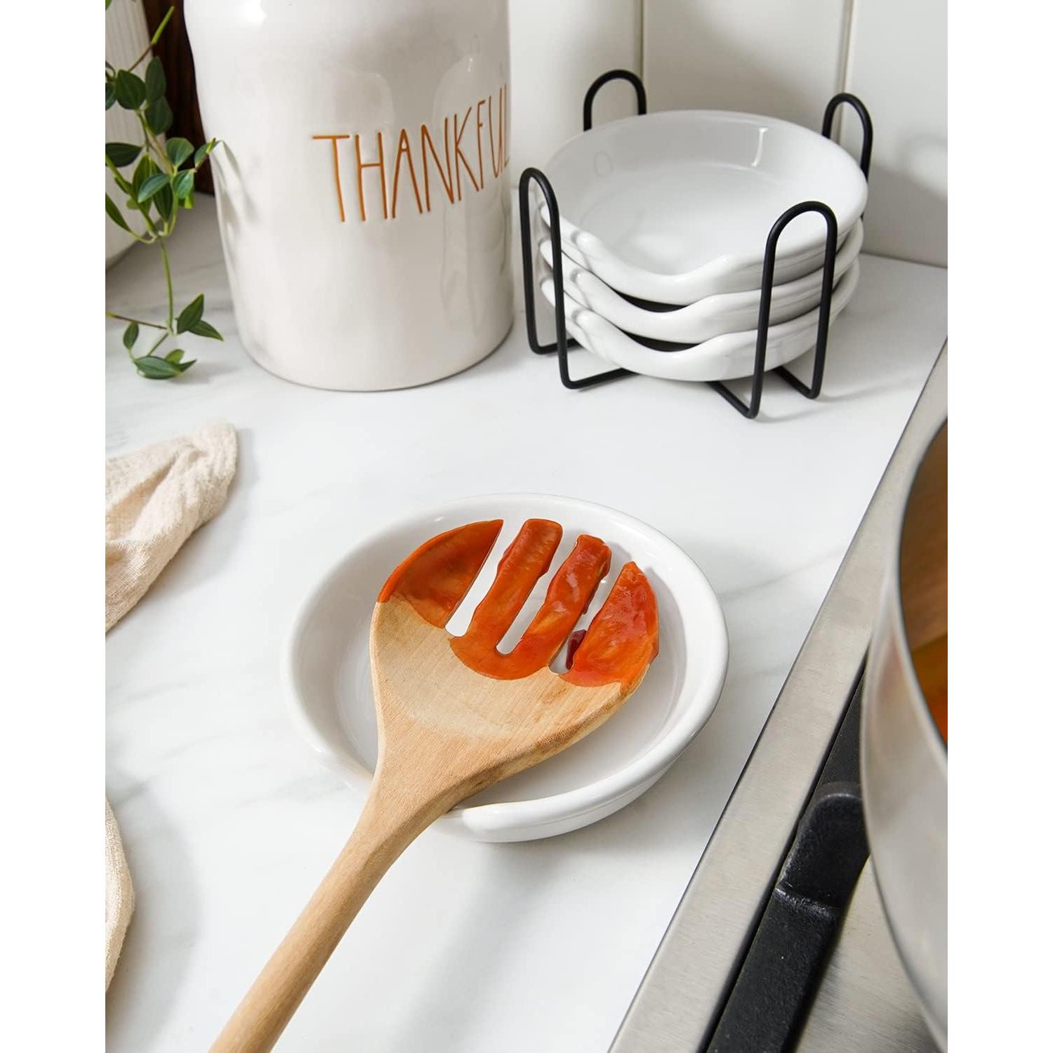 Soporte de Cuchara de Cerámica LE TAUCI Blanco Set de 4