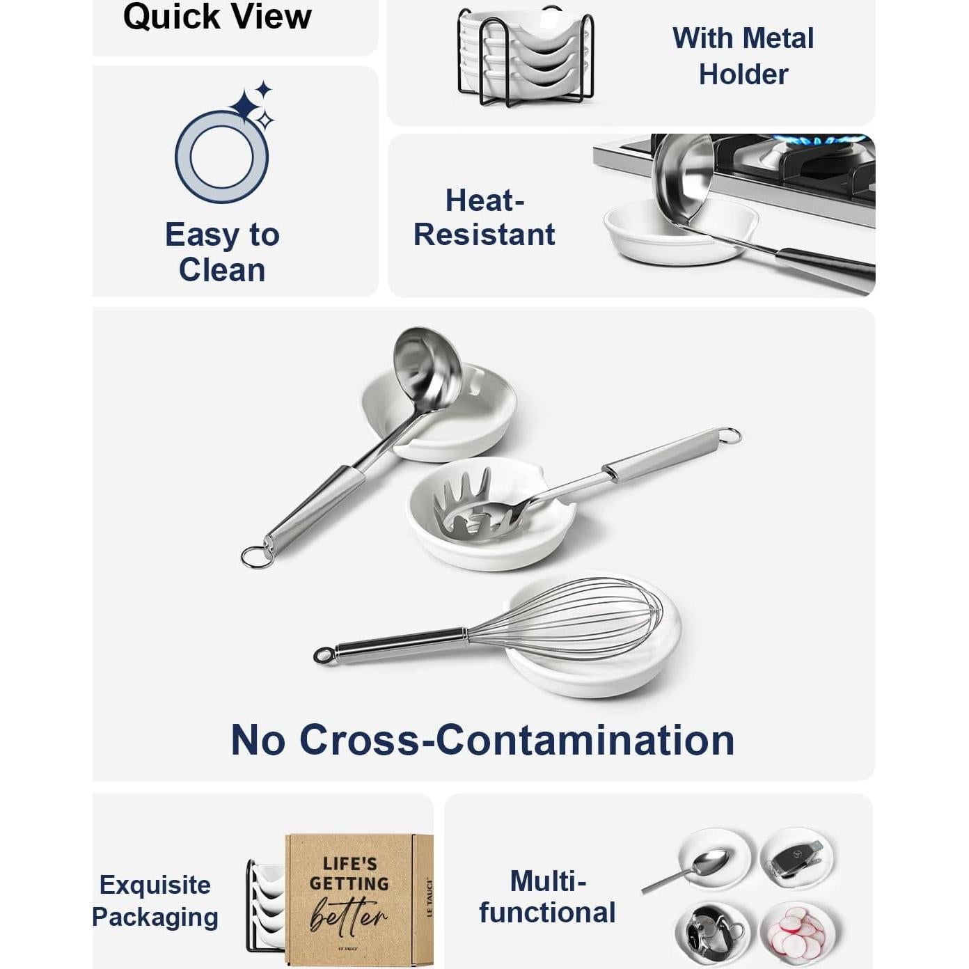 Soporte de Cuchara de Cerámica LE TAUCI Blanco Set de 4