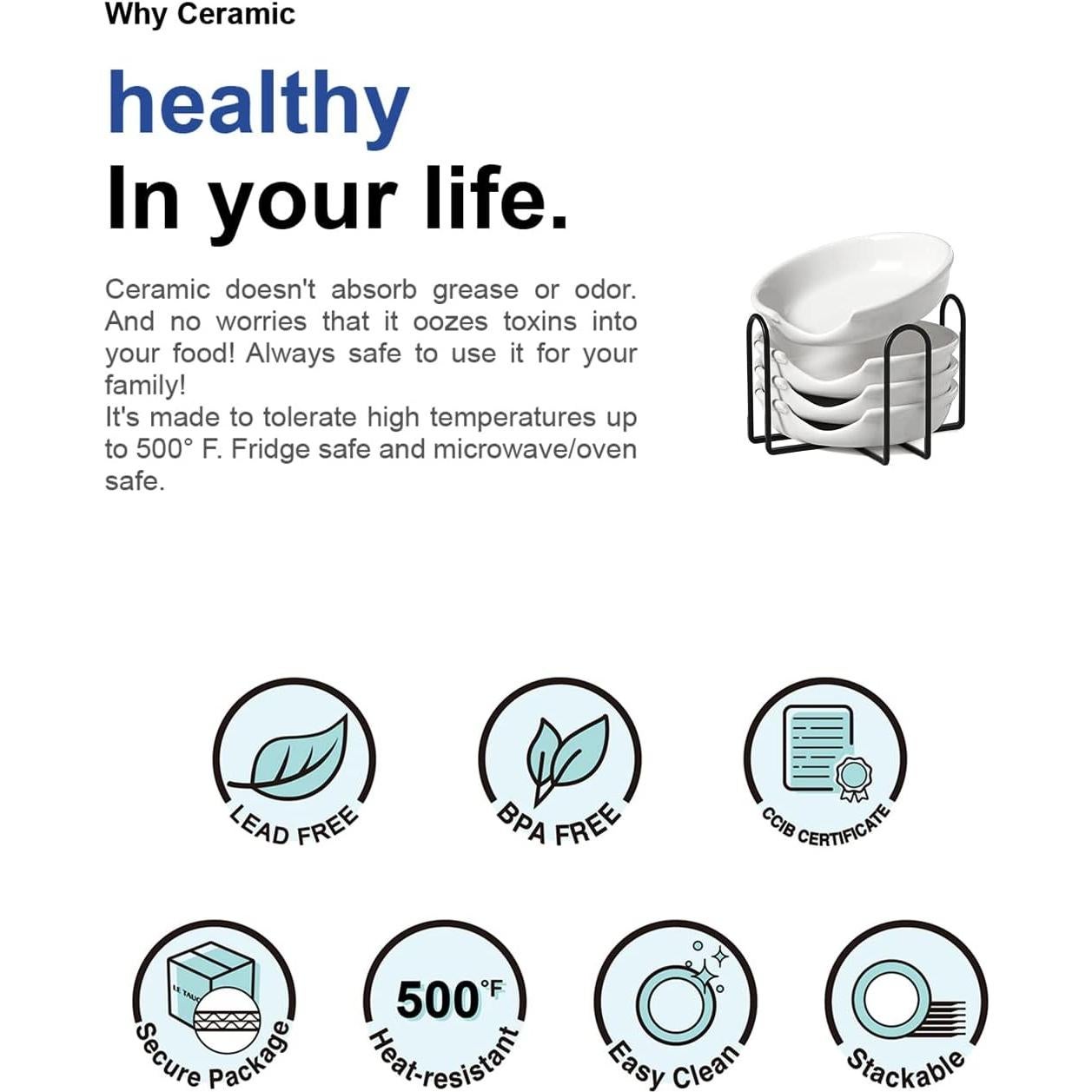 Soporte de Cuchara de Cerámica LE TAUCI Blanco Set de 4