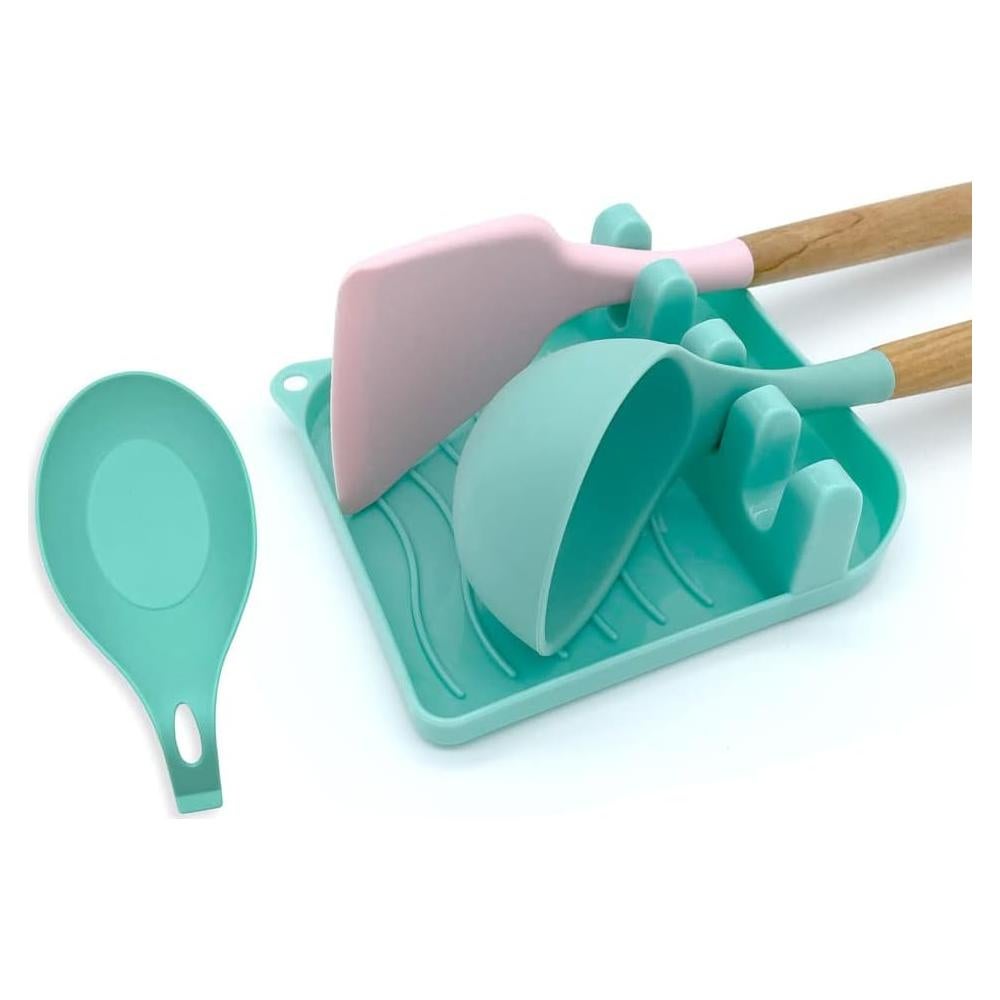 Juego de 2 Soportes para Cucharas LSVGOE Antideslizante Verde