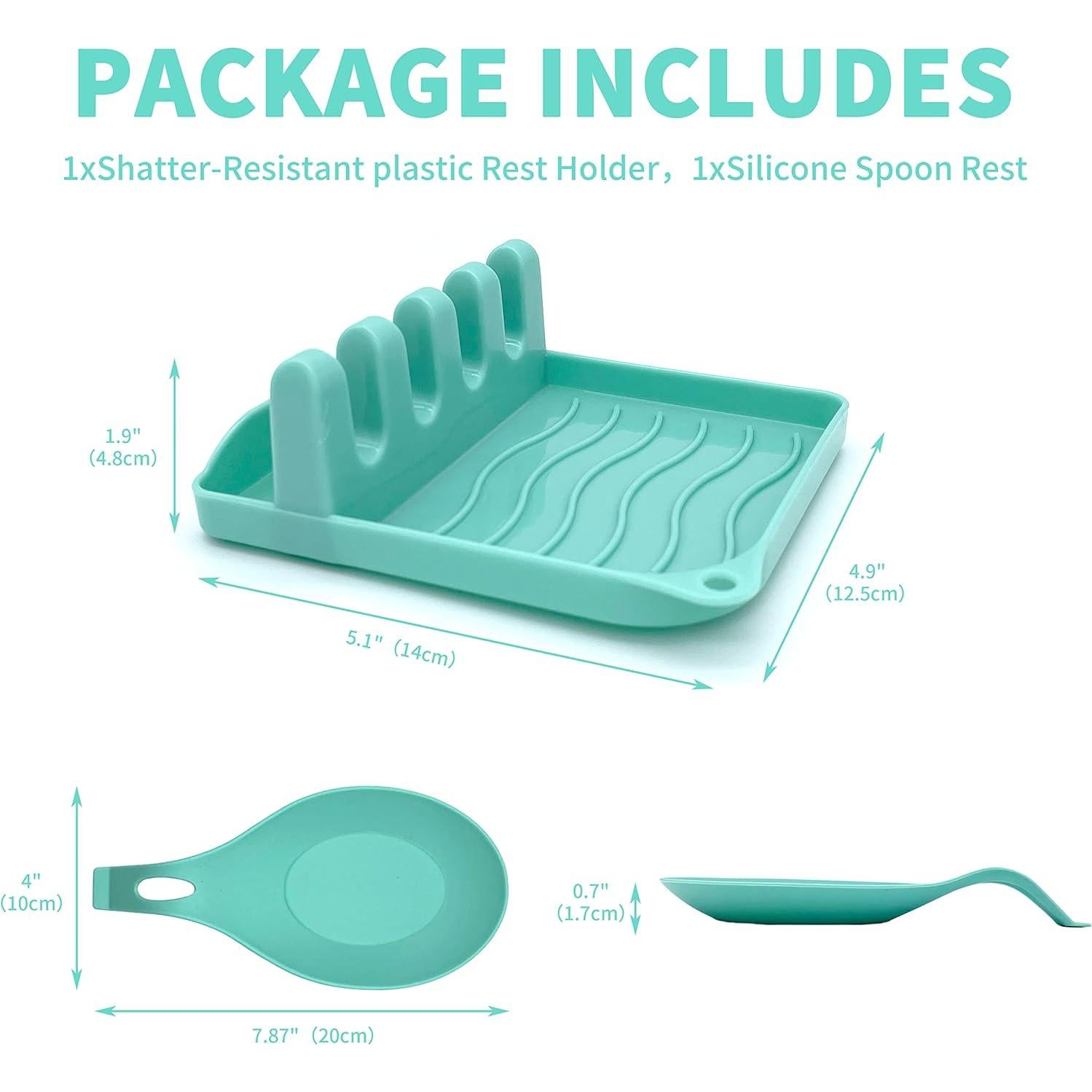 Juego de 2 Soportes para Cucharas LSVGOE Antideslizante Verde