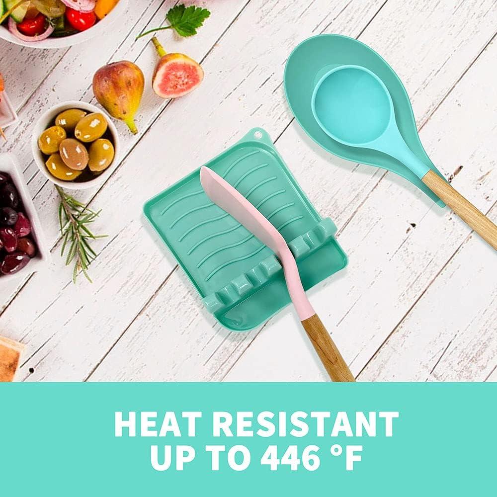 Juego de 2 Soportes para Cucharas LSVGOE Antideslizante Verde