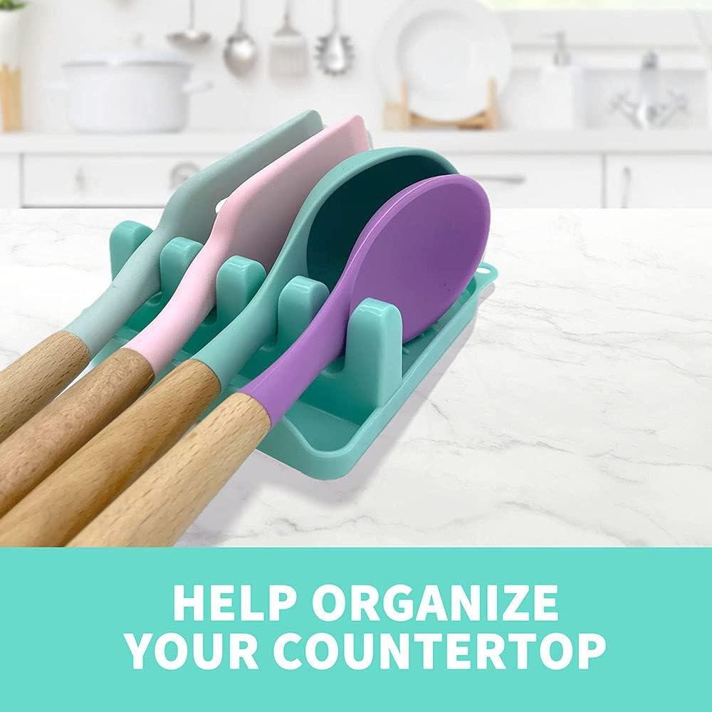 Juego de 2 Soportes para Cucharas LSVGOE Antideslizante Verde