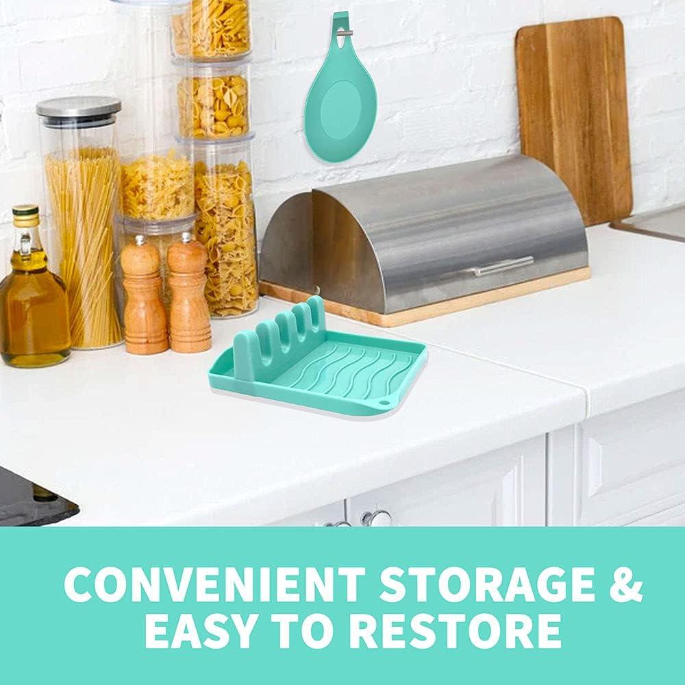 Juego de 2 Soportes para Cucharas LSVGOE Antideslizante Verde