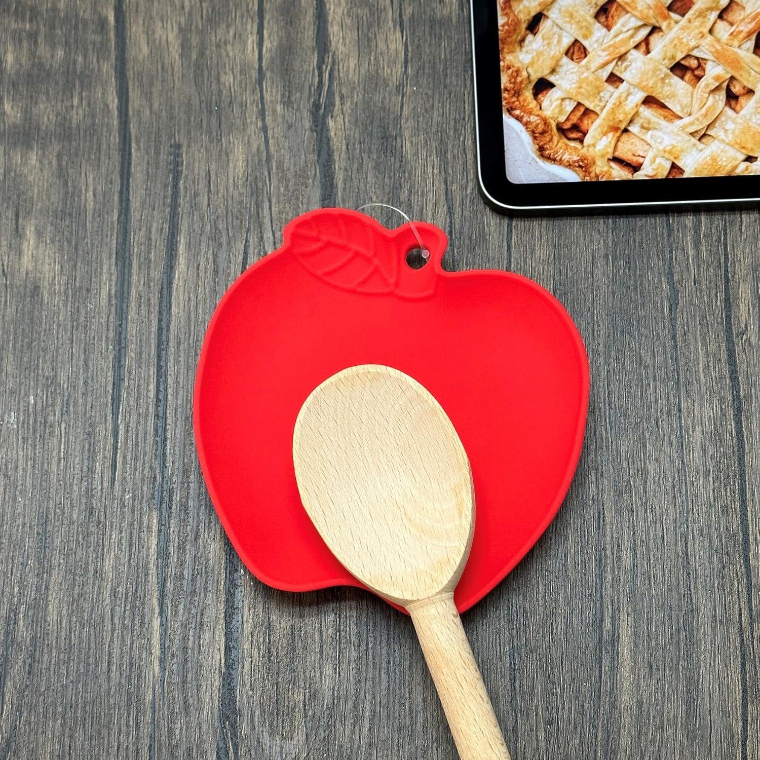 Soporte para cuchara de silicona UPware manzana roja 12 cm