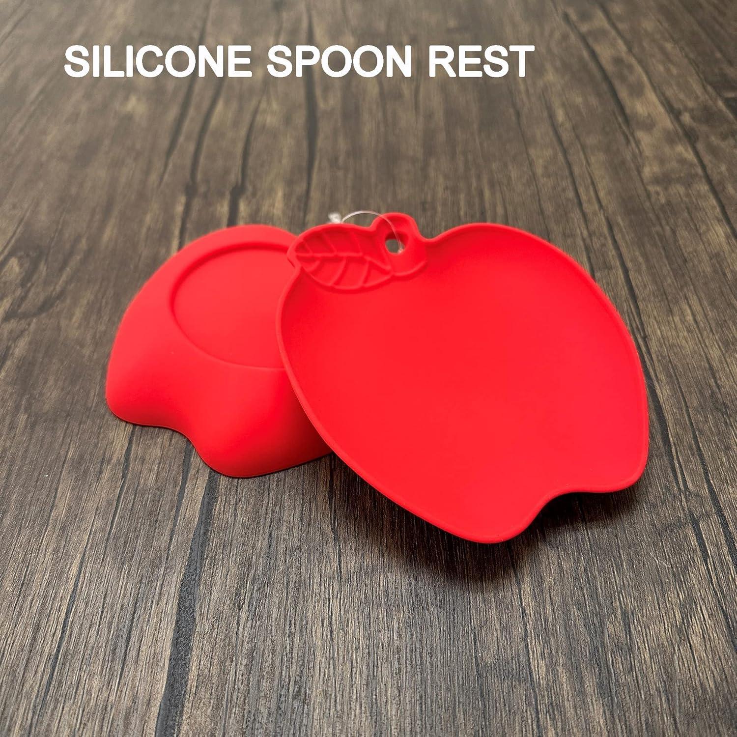 Soporte para cuchara de silicona UPware manzana roja 12 cm