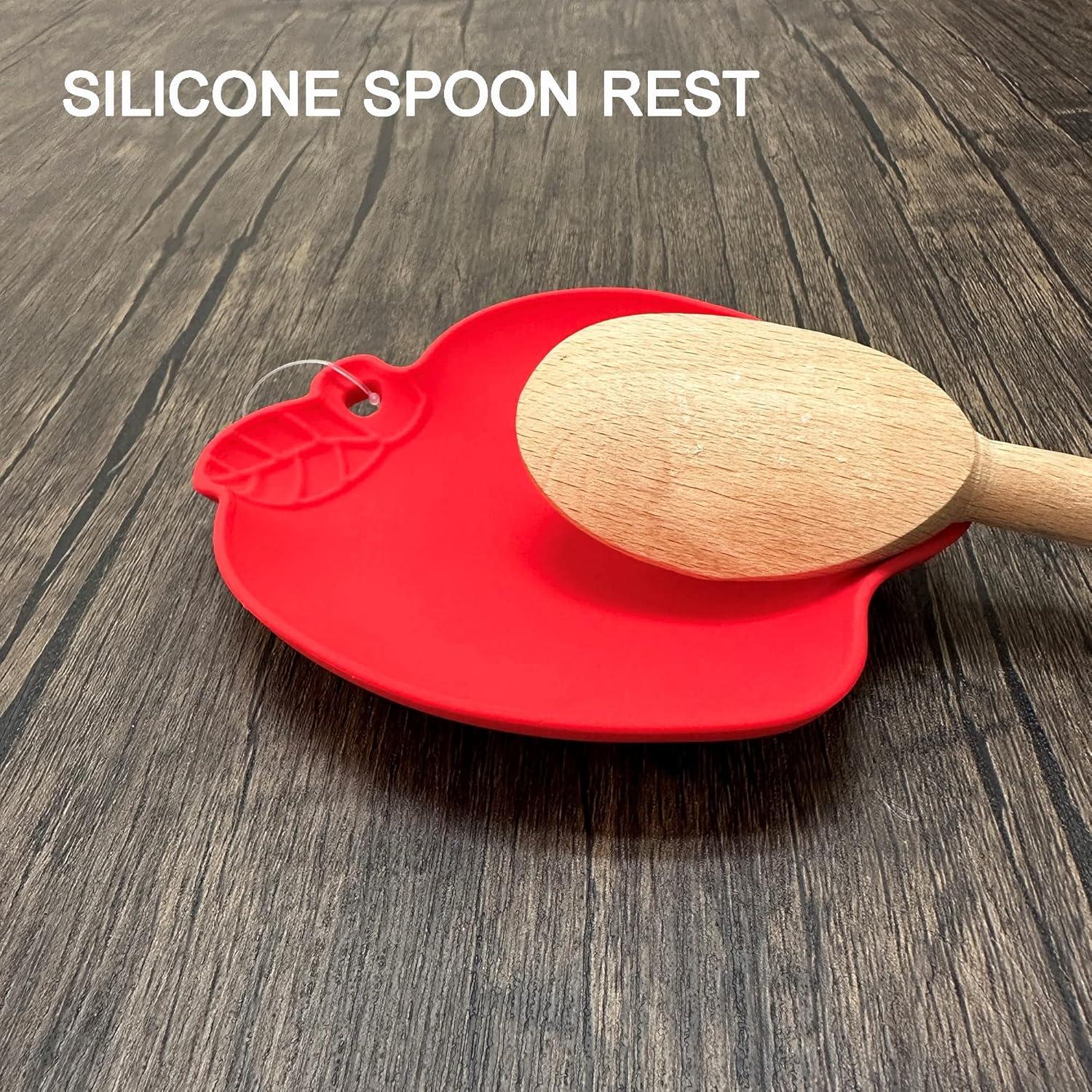 Soporte para cuchara de silicona UPware manzana roja 12 cm