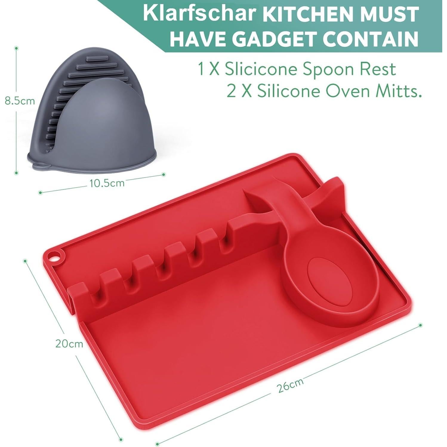 Soporte de Cuchara de Silicona Klarfschar con Manoplas - Rojo