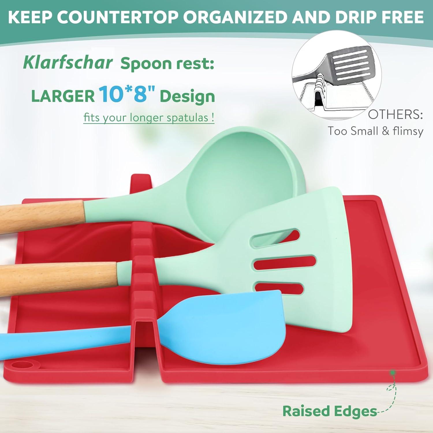 Soporte de Cuchara de Silicona Klarfschar con Manoplas - Rojo