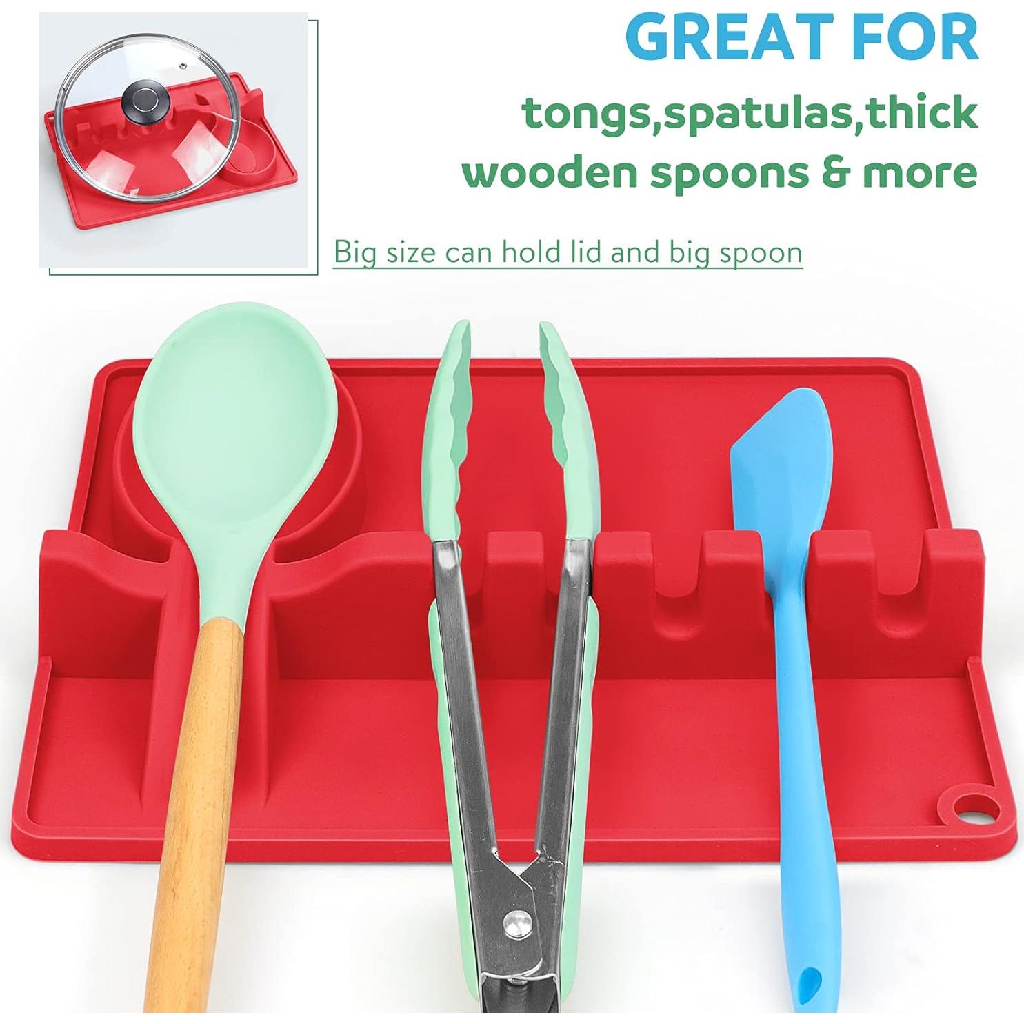 Soporte de Cuchara de Silicona Klarfschar con Manoplas - Rojo