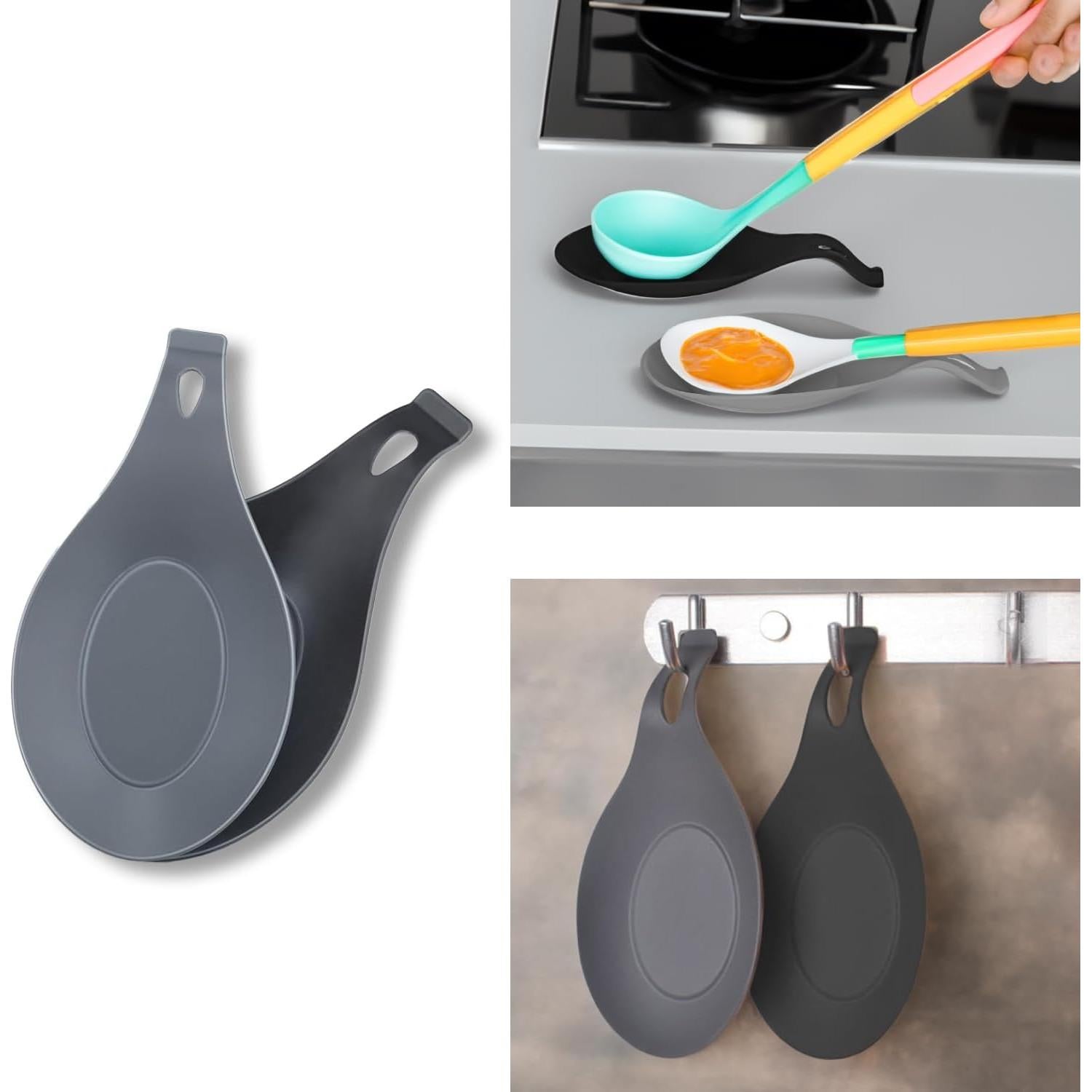 Soporte de Cuchara de Silicona Samzareulo, Juego de 2