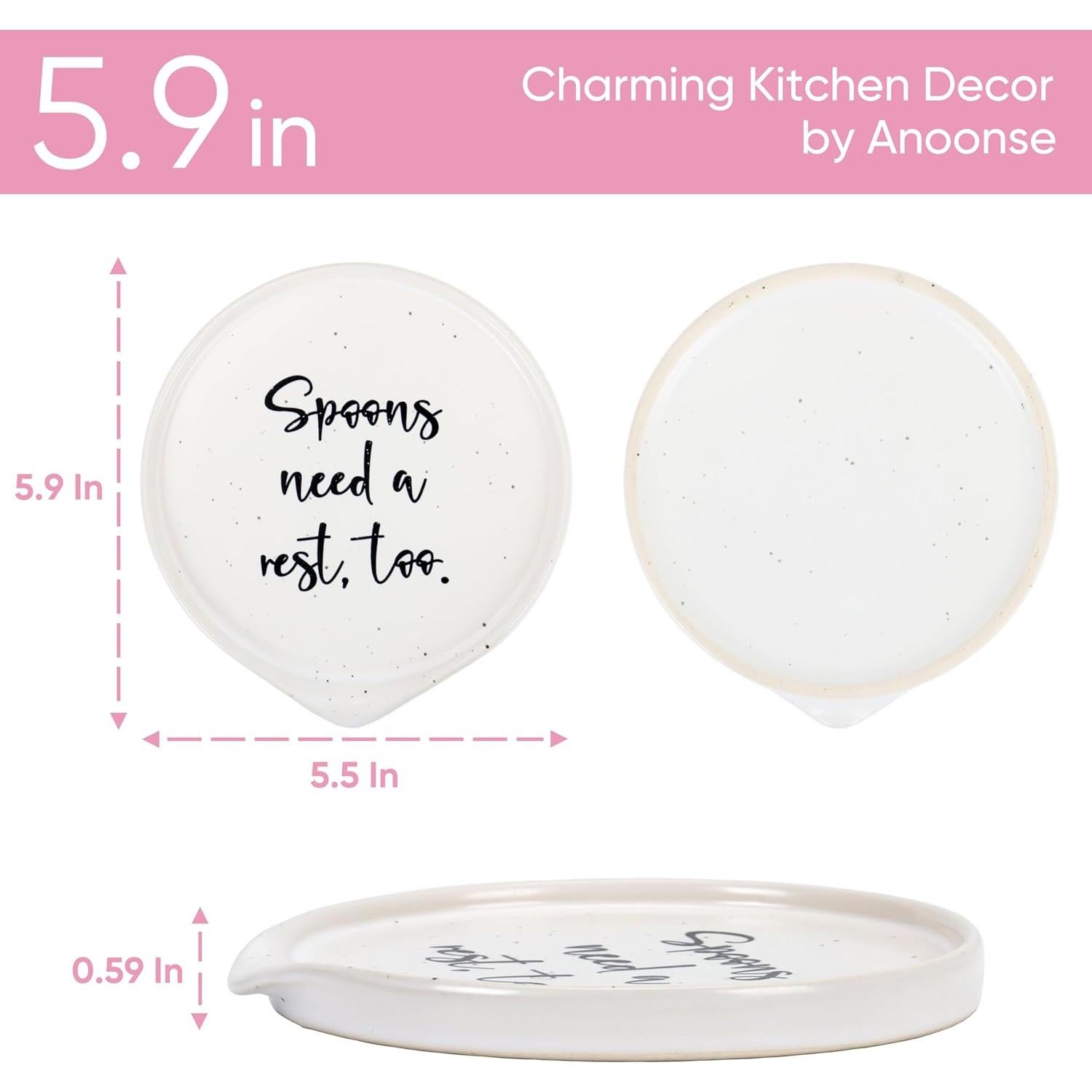 Soporte de Cuchara de Cerámica Anoonse Blanco 15x14 cm