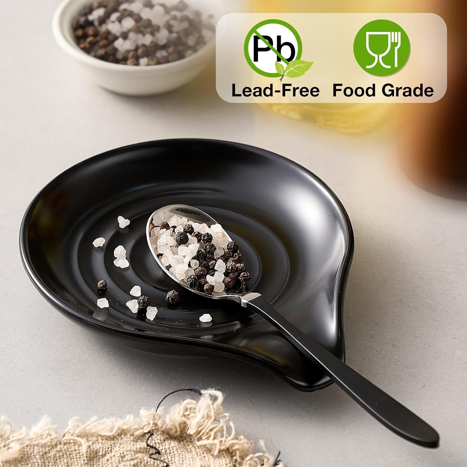 Soporte para cuchara de cerámica Gencywe 15,24 cm negro