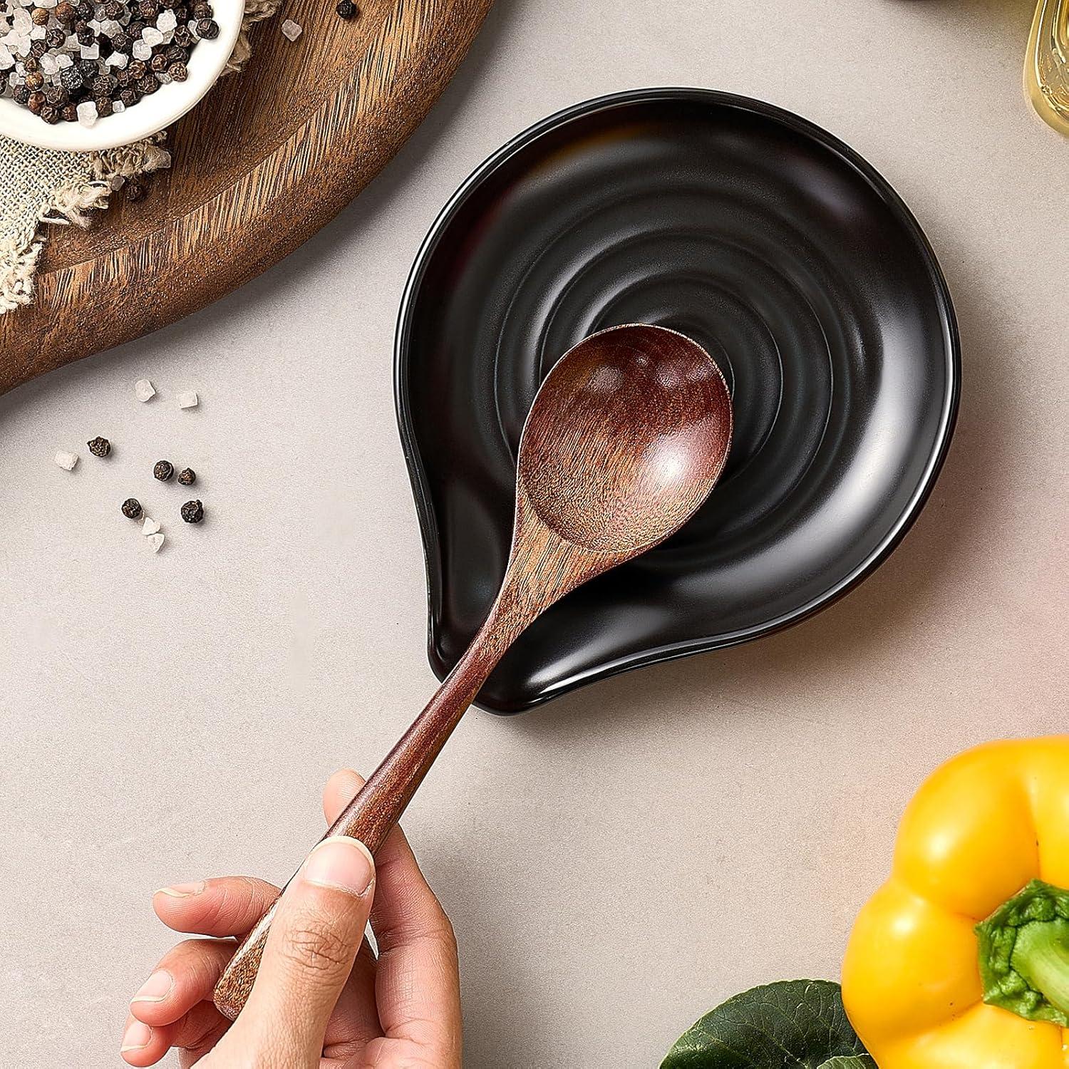 Soporte para cuchara de cerámica Gencywe 15,24 cm negro