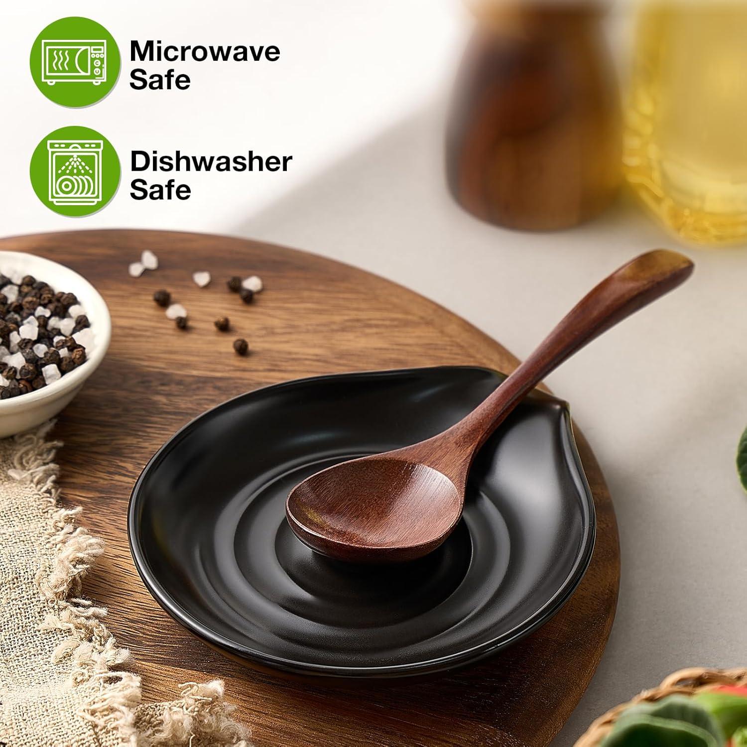 Soporte para cuchara de cerámica Gencywe 15,24 cm negro