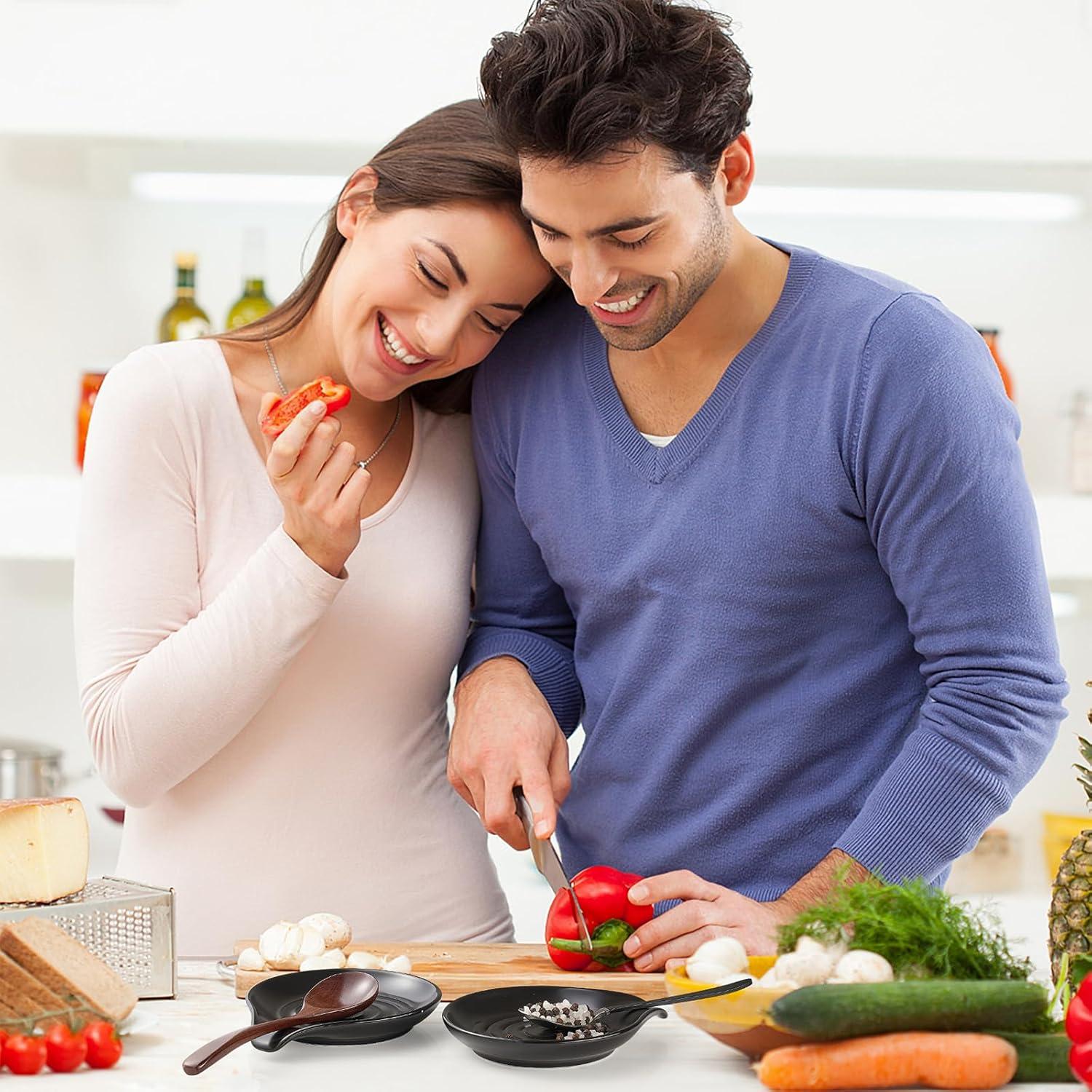 Soporte para cuchara de cerámica Gencywe 15,24 cm negro