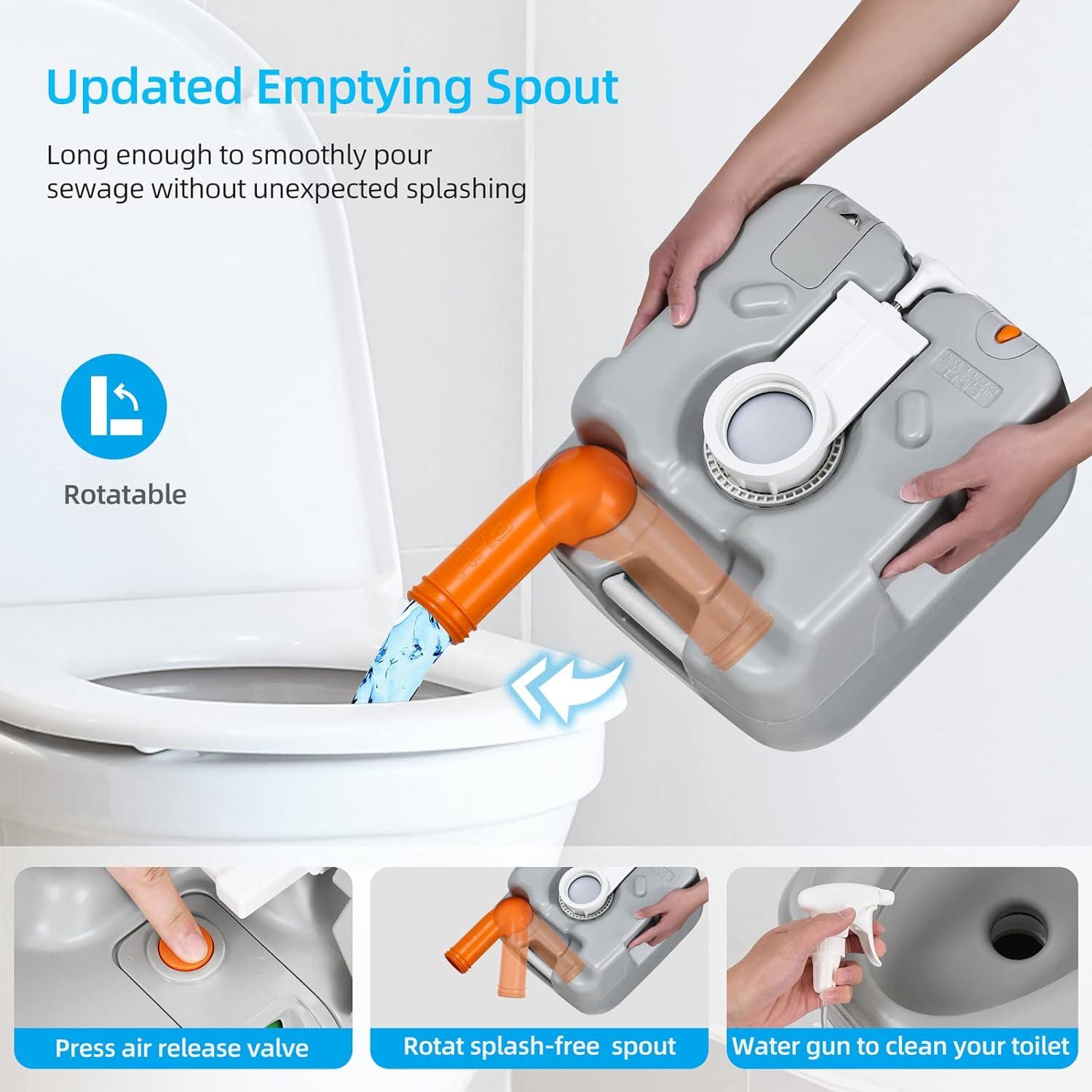 Inodoro Portátil YITAHOME 22L con Pulverizador y Bolsa