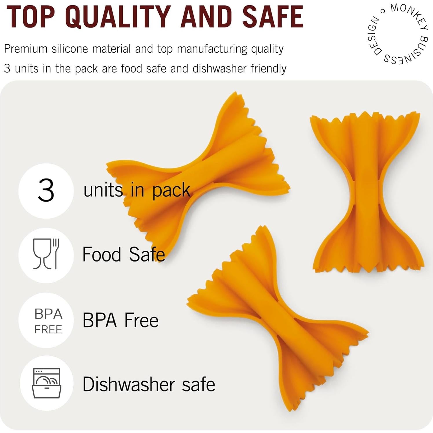 Levantador de tapa de silicona Monkey Business Farfalle 3 en 1