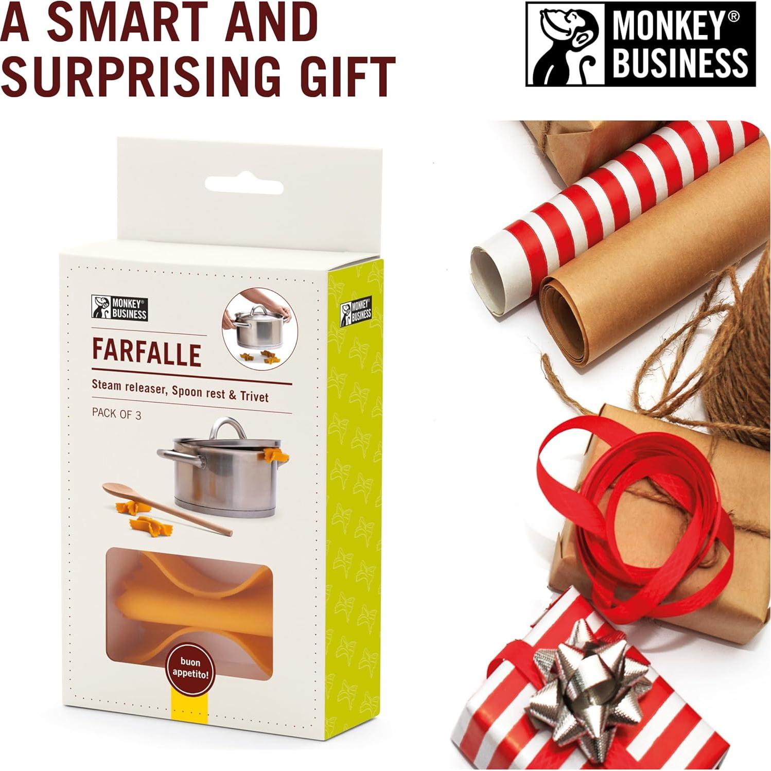 Levantador de tapa de silicona Monkey Business Farfalle 3 en 1