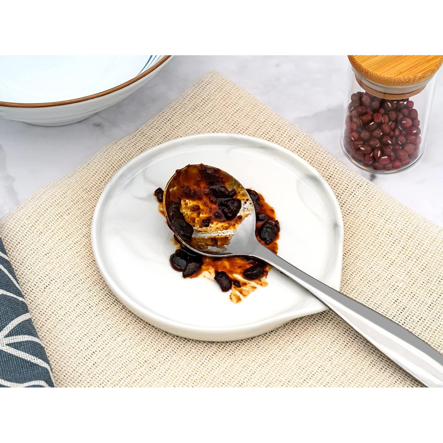 Reposap cucharas cerámica Roeveca mármol blanco 13.97 cm