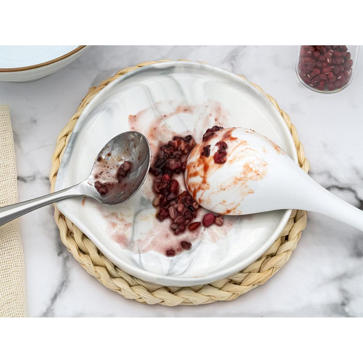 Reposap cucharas cerámica Roeveca mármol blanco 13.97 cm