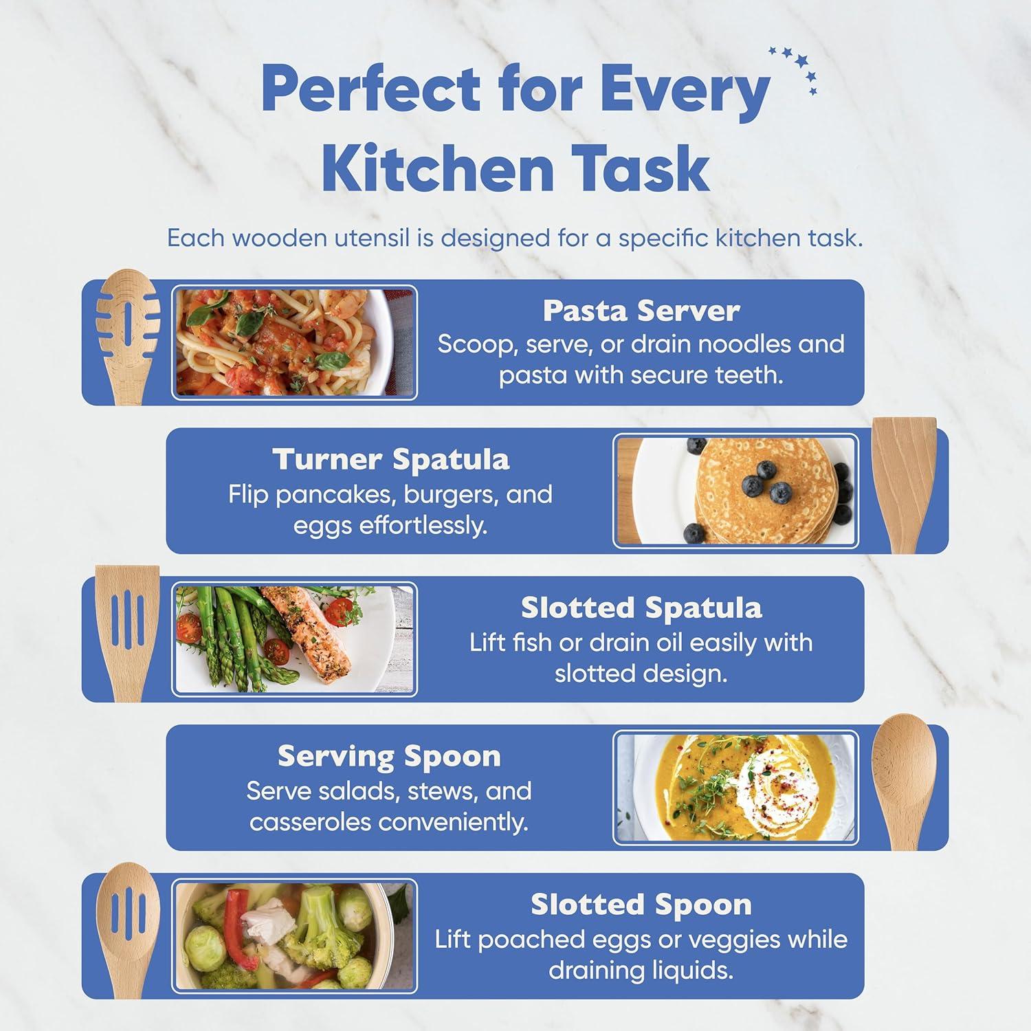 Juego de Utensilios de Cocina de Madera Chef's Path 5 Piezas