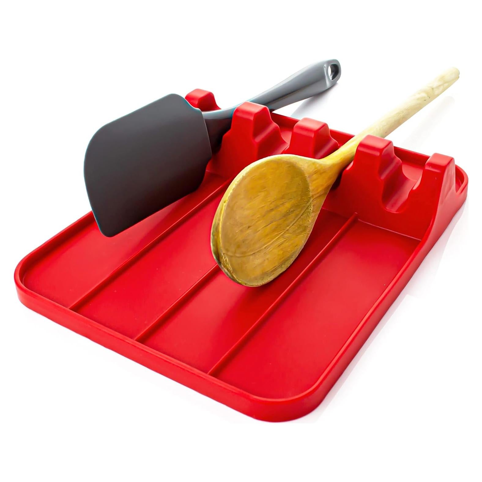 Soporte de Utensilios de Silicona UHMER Rojo Caramelo 15x20 cm